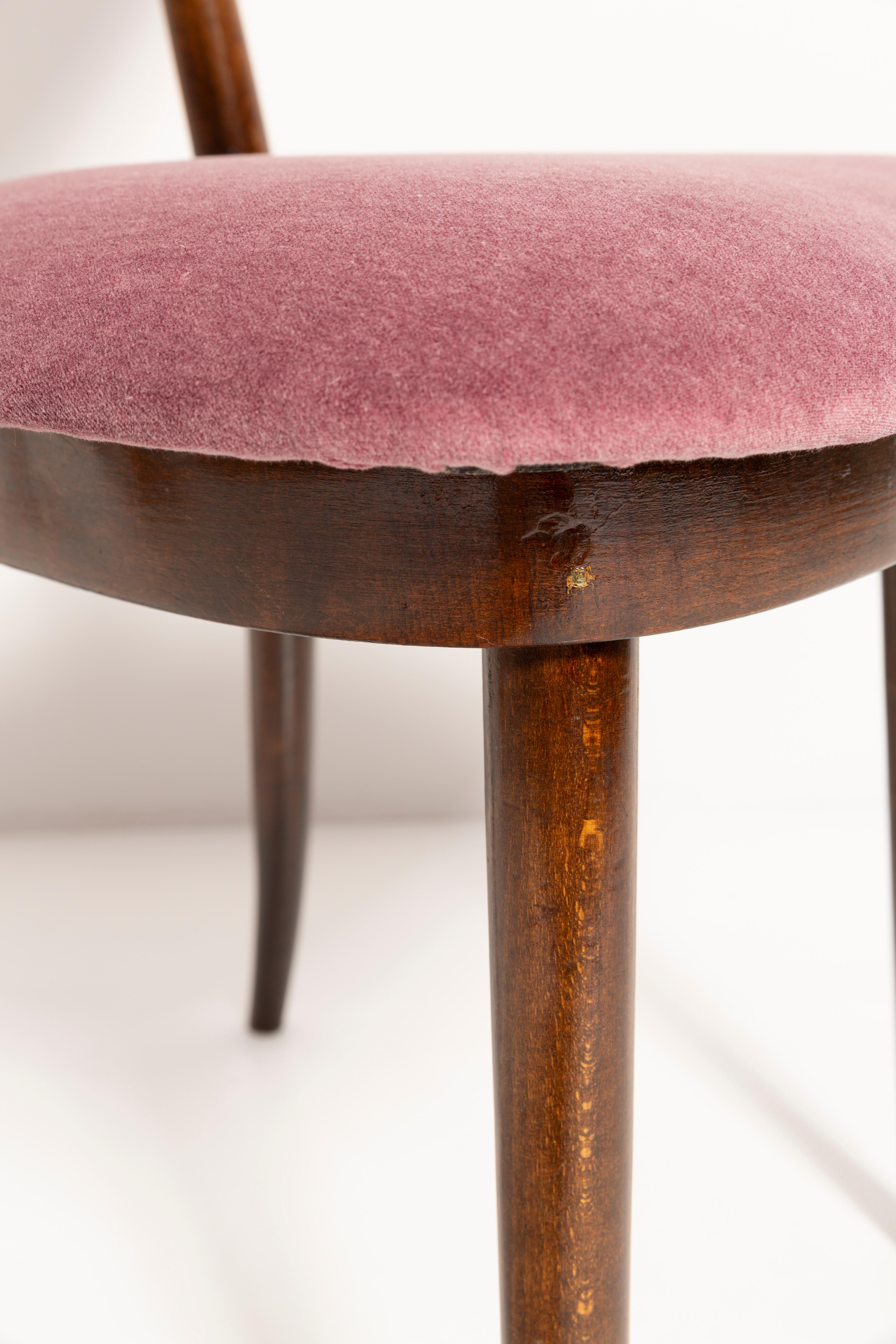 Mid-Century Modern Mid-Century Violet Burgundy Heart Cotton-Velvet Chair, Europe, 1960s For Sale