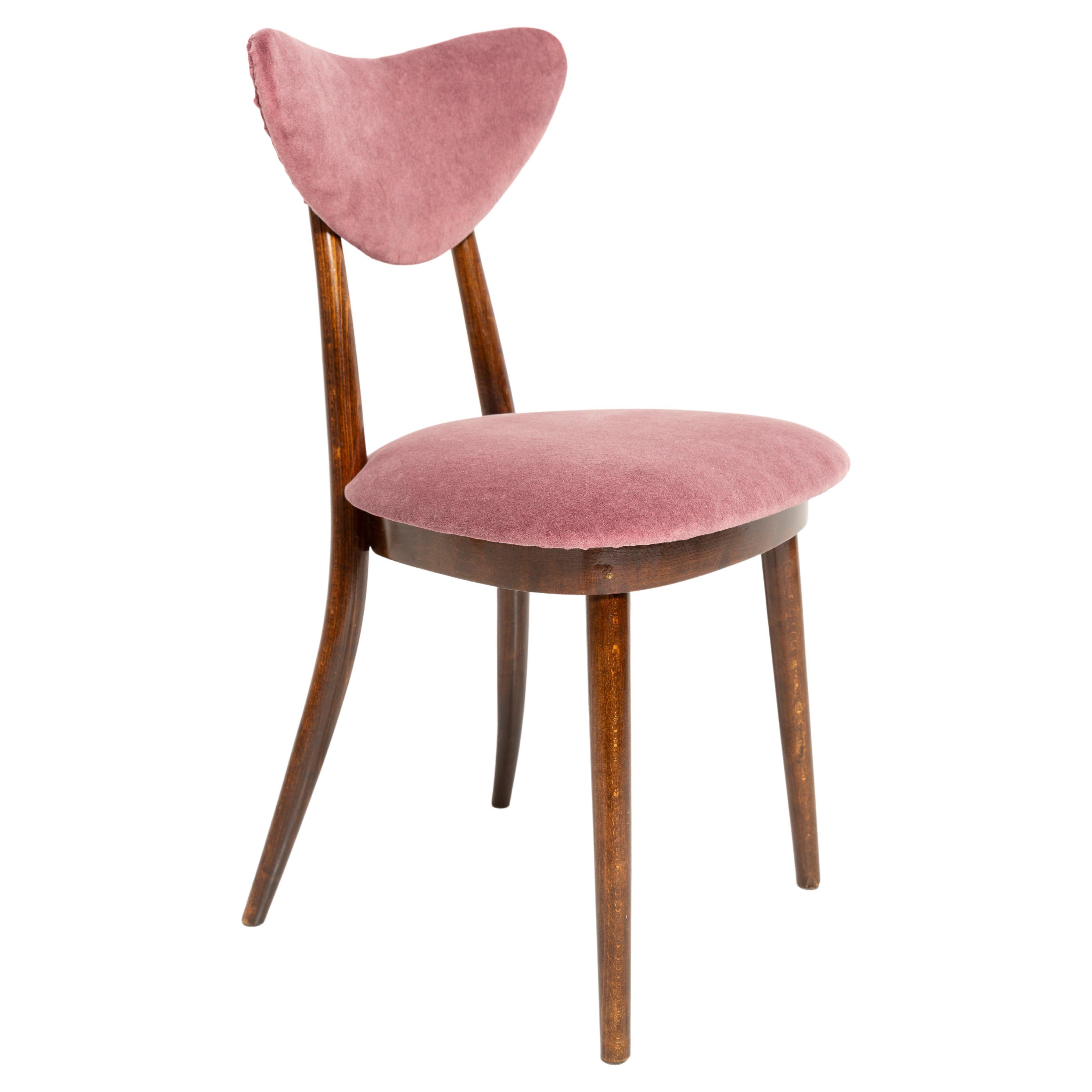 Mid-Century Violet Burgundy Heart Cotton-Velvet Chair, Europe, 1960s For Sale