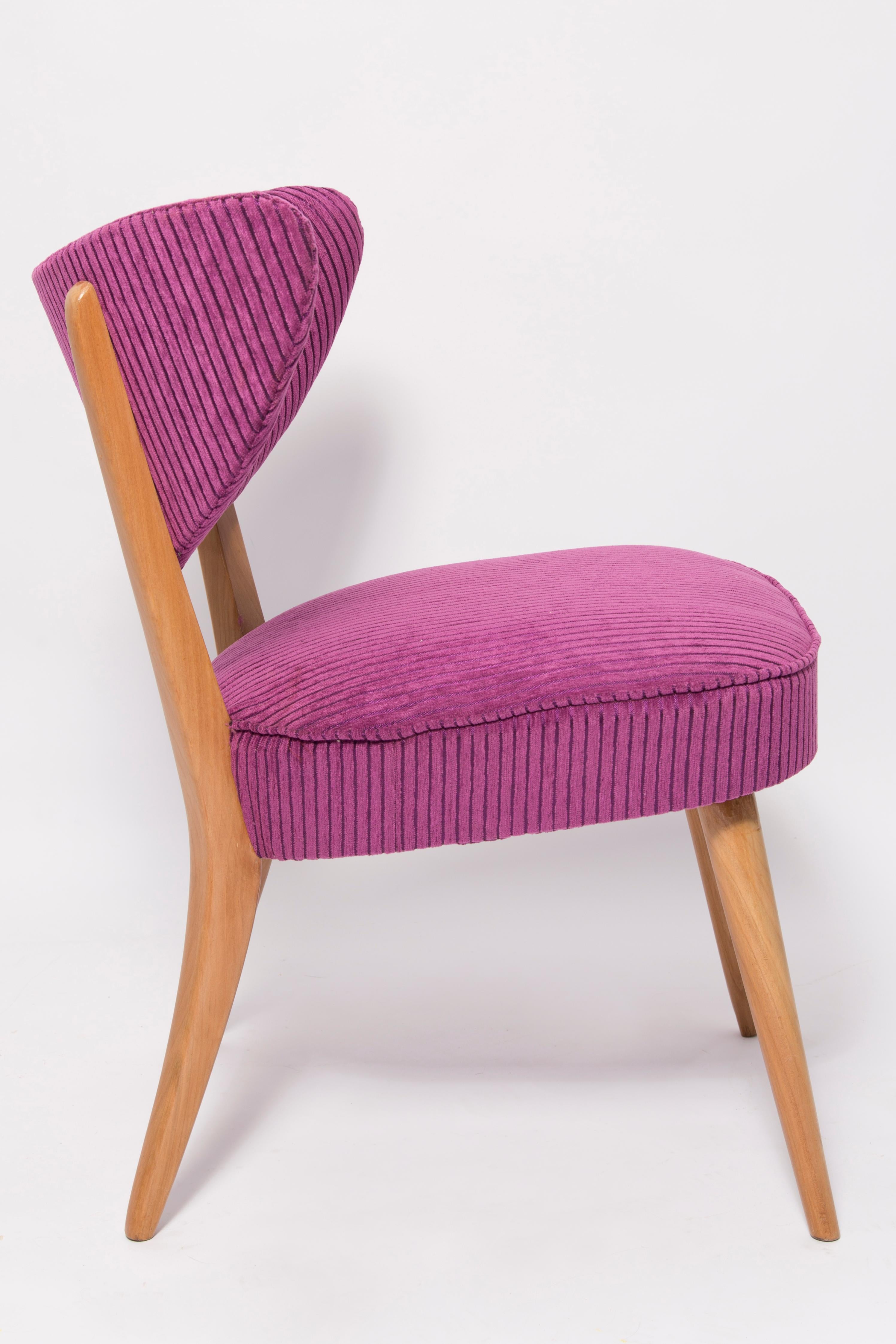 German Mid Century Violet Velvet Club Chair, Europe, 1960s For Sale