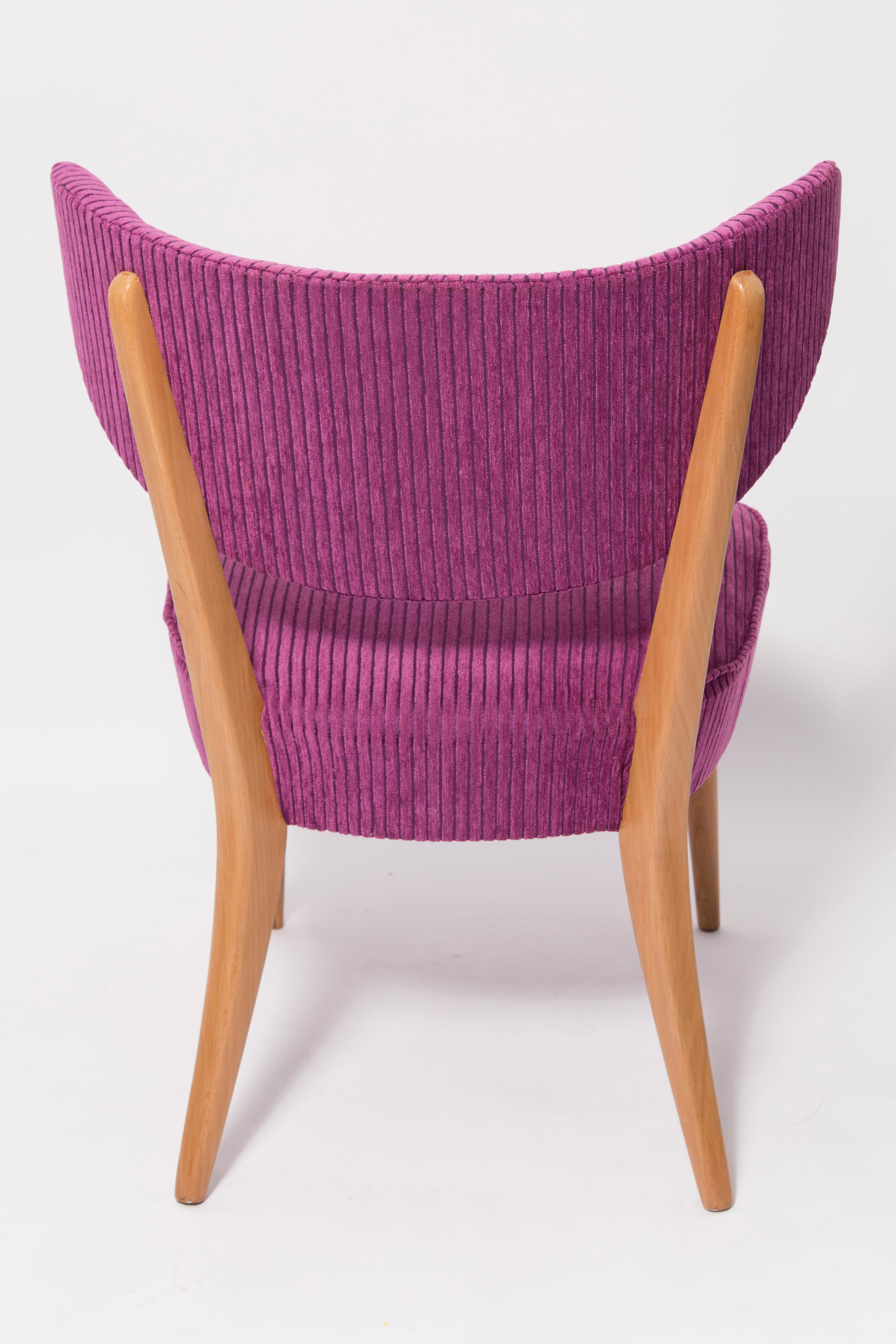20th Century Mid Century Violet Velvet Club Chair, Europe, 1960s For Sale