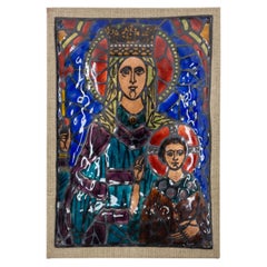 Mid-Century Virgin to the Child Enamelled Plaque, French, circa 1960