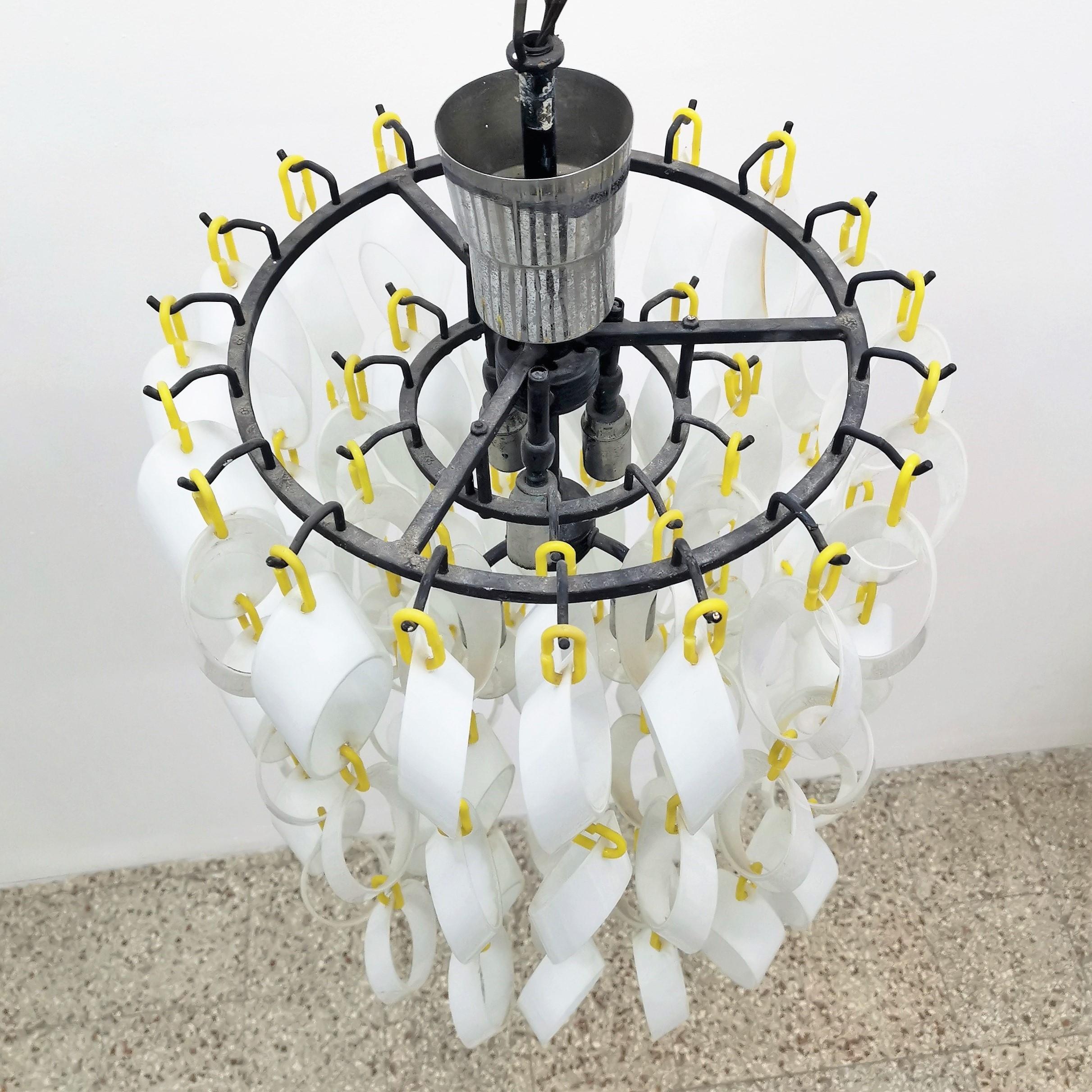 Mid-Century Modern Mid-Century Vistosi Glass Chandelier Made of Modular Elements 1960s Italy For Sale