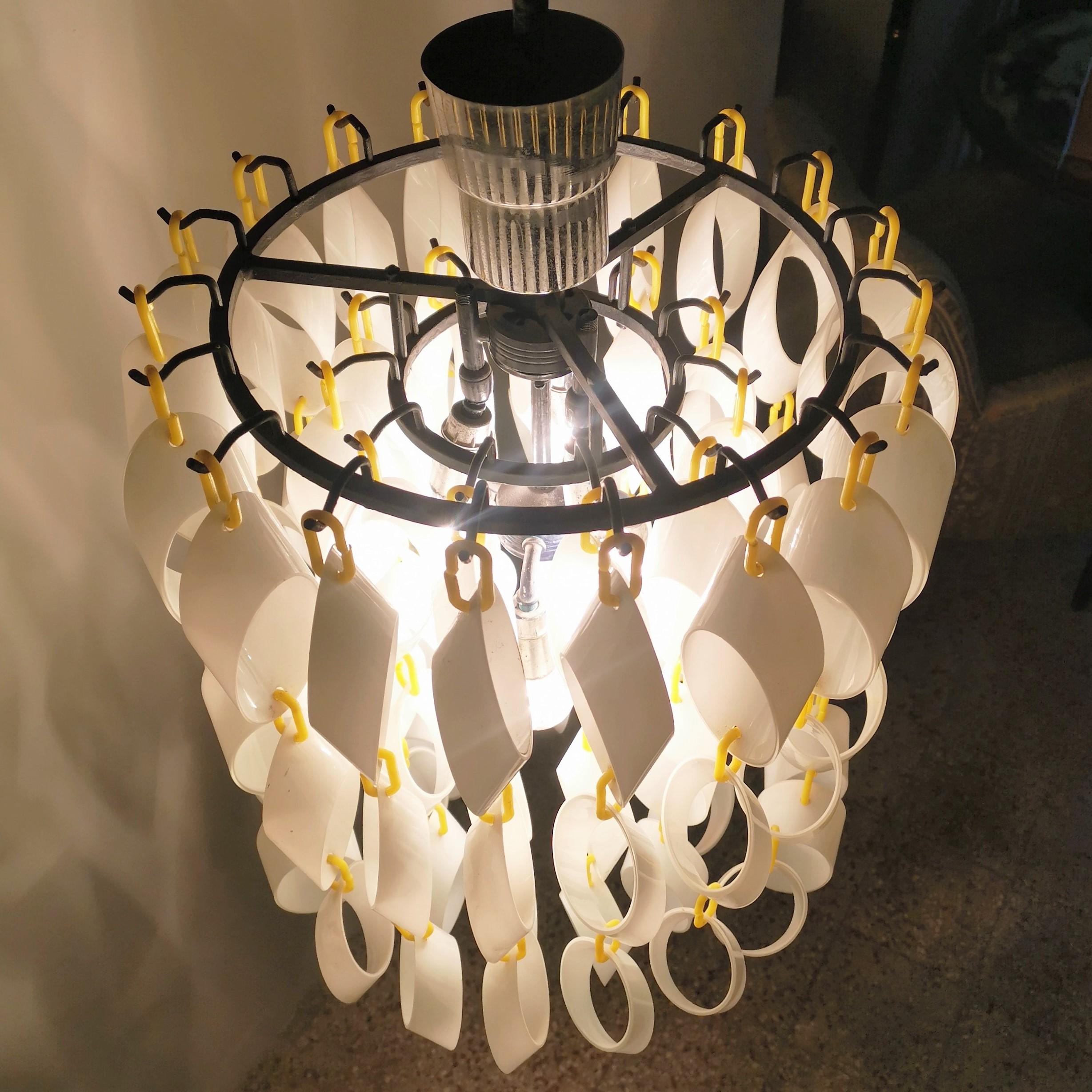 Mid-Century Vistosi Glass Chandelier Made of Modular Elements 1960s Italy In Good Condition For Sale In Palermo, IT