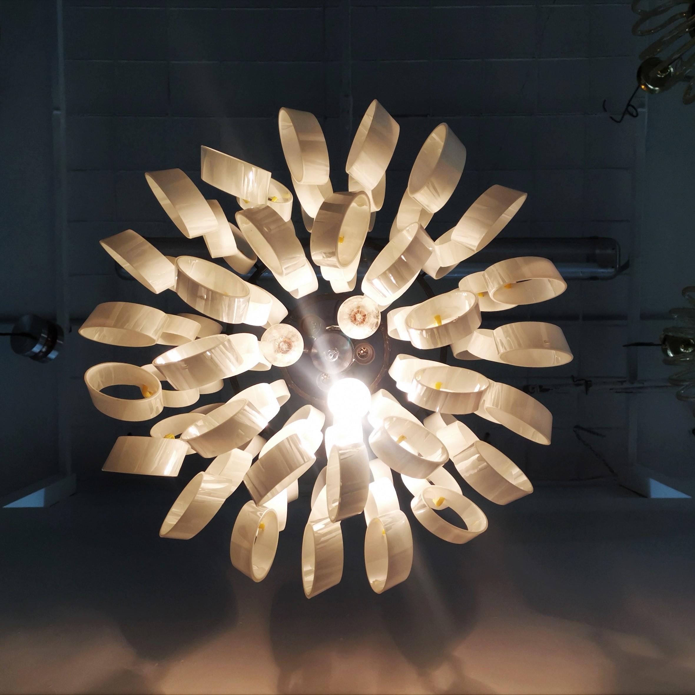 Mid-20th Century Mid-Century Vistosi Glass Chandelier Made of Modular Elements 1960s Italy For Sale