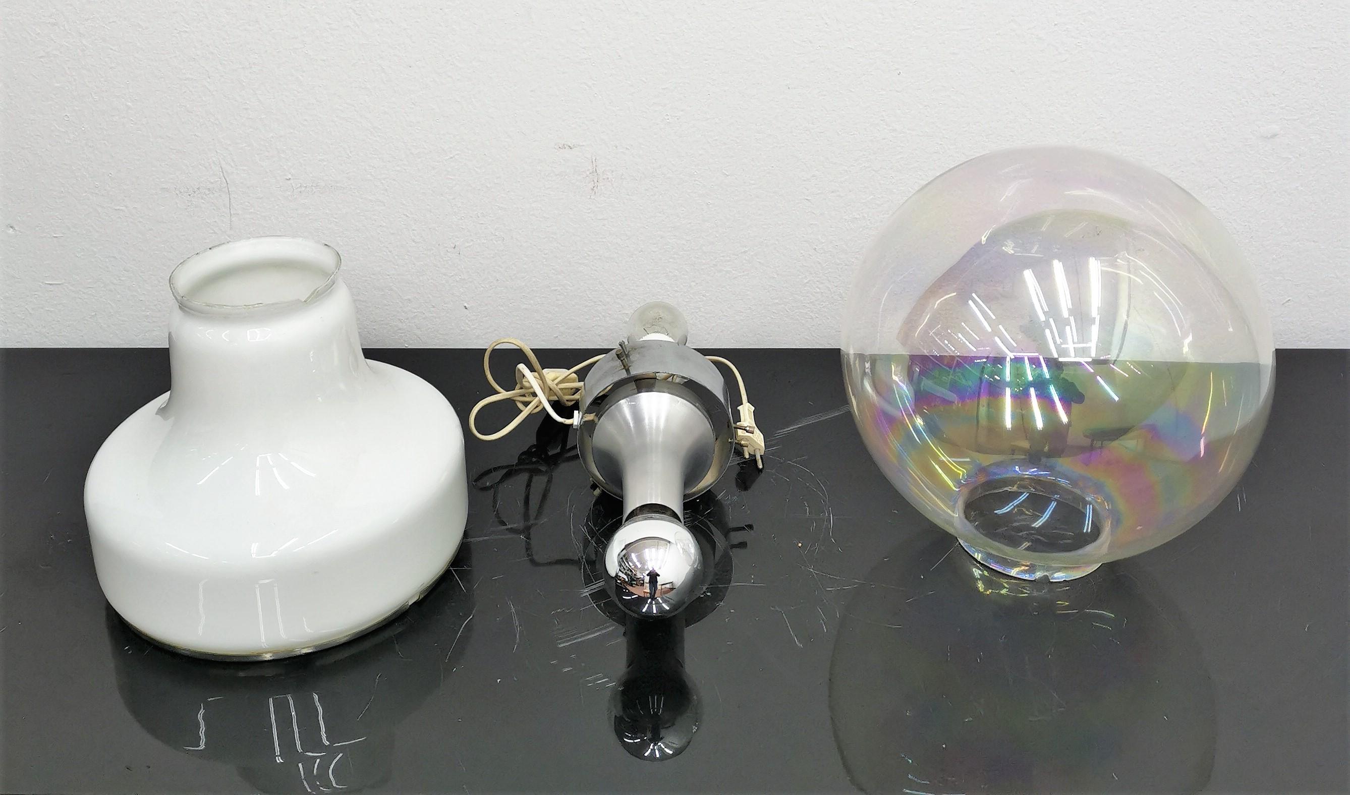 Mid-Century Vistosi Iridescent Glass Globe Table Lamp 70s Italy 3