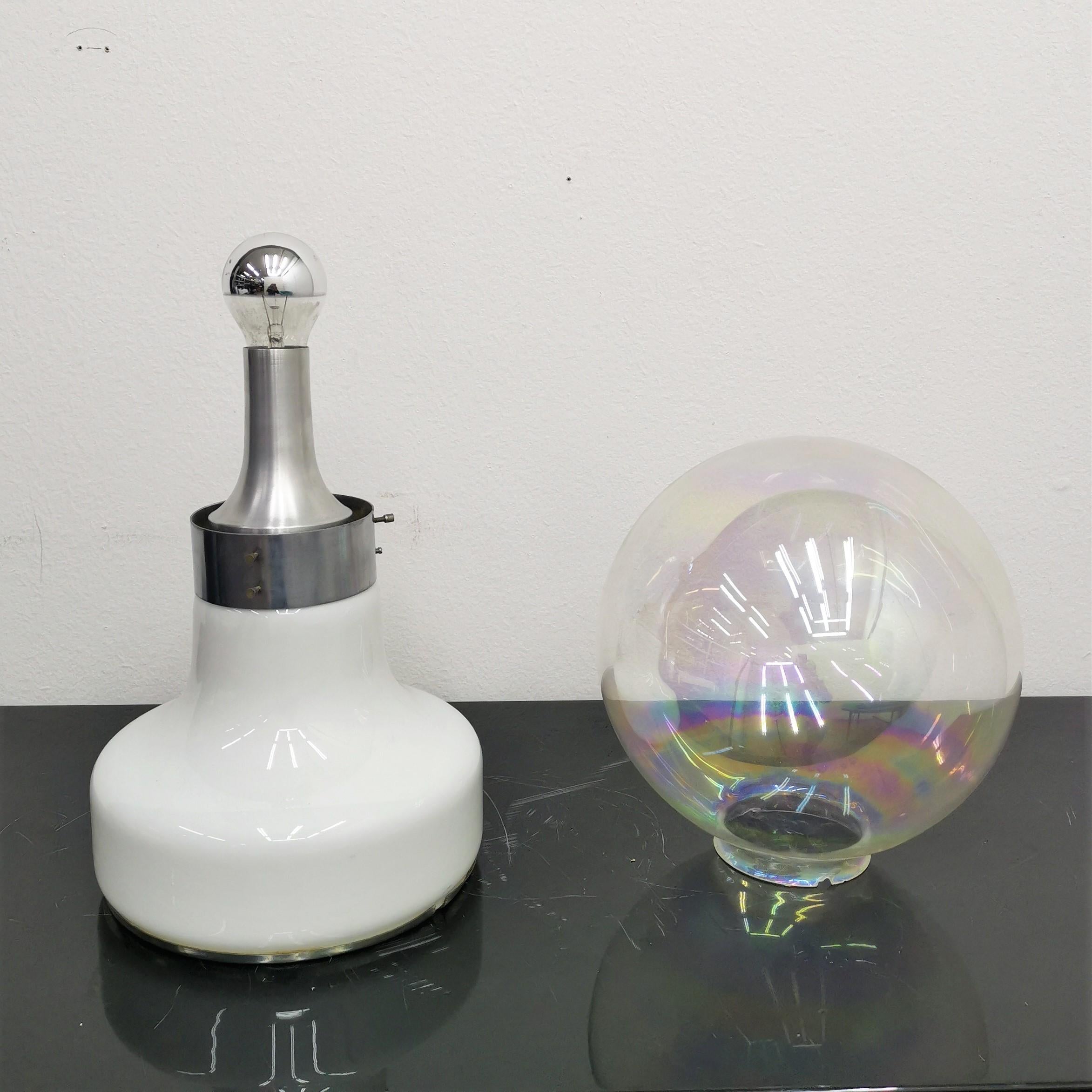 Mid-Century Vistosi Iridescent Glass Globe Table Lamp 70s Italy 4
