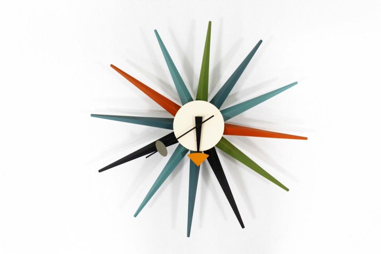 MidCentury Vitra Design Museum Redesign Nelson Sunburst Wall Clock at 1stDibs