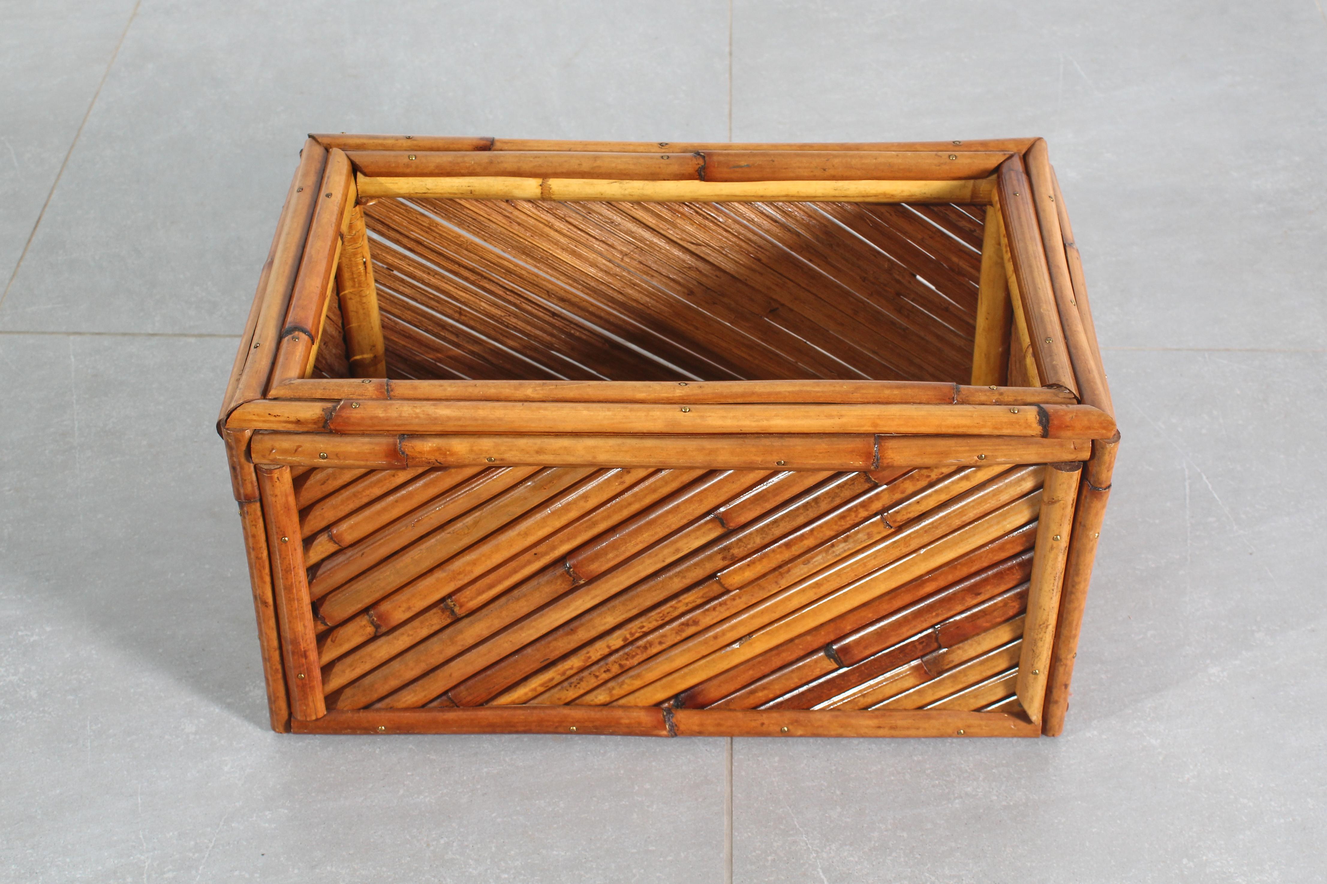 Milieu du XXe siècle Mid-Century Vivai Del Sud (attr) Jardinière en bambou Made, Italy 60s en vente