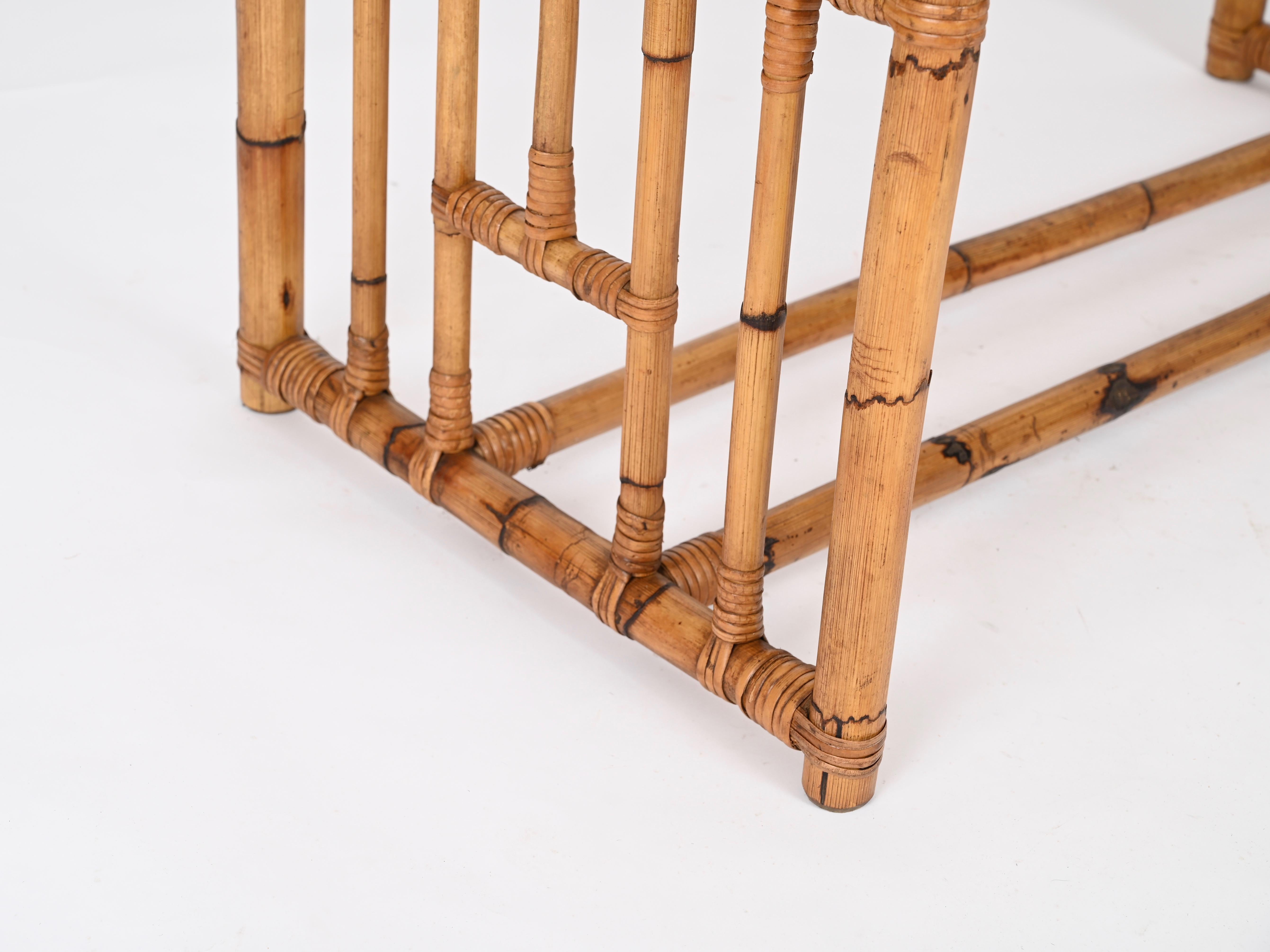 Mid-Century Vivai del Sud Desk in Bamboo, Rattan, Wicker and Brass, Italy, 1970s 3