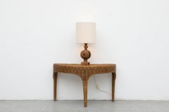 Mid-Century Vivai del Sud Half Moon Rattan Side Table