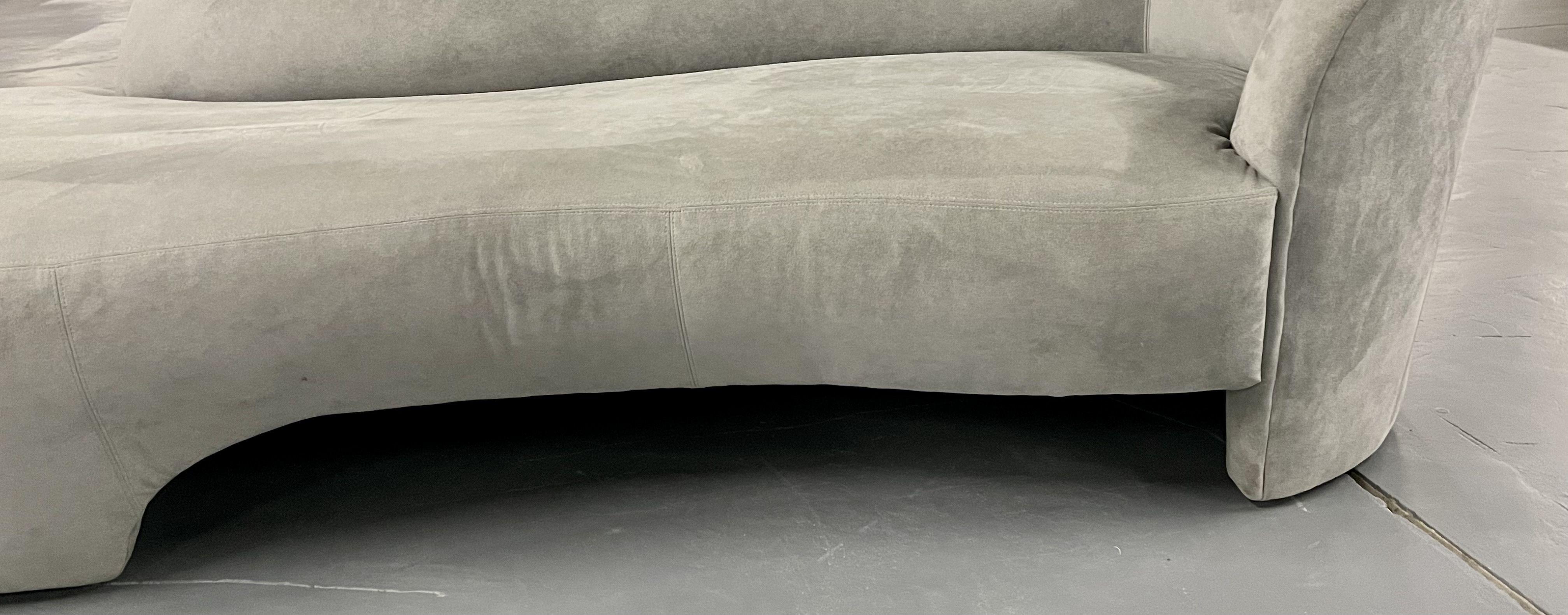 Textile Mid-Century Weiman for Preview Cloud Sofa, Grey Suede, Kidney Shape
