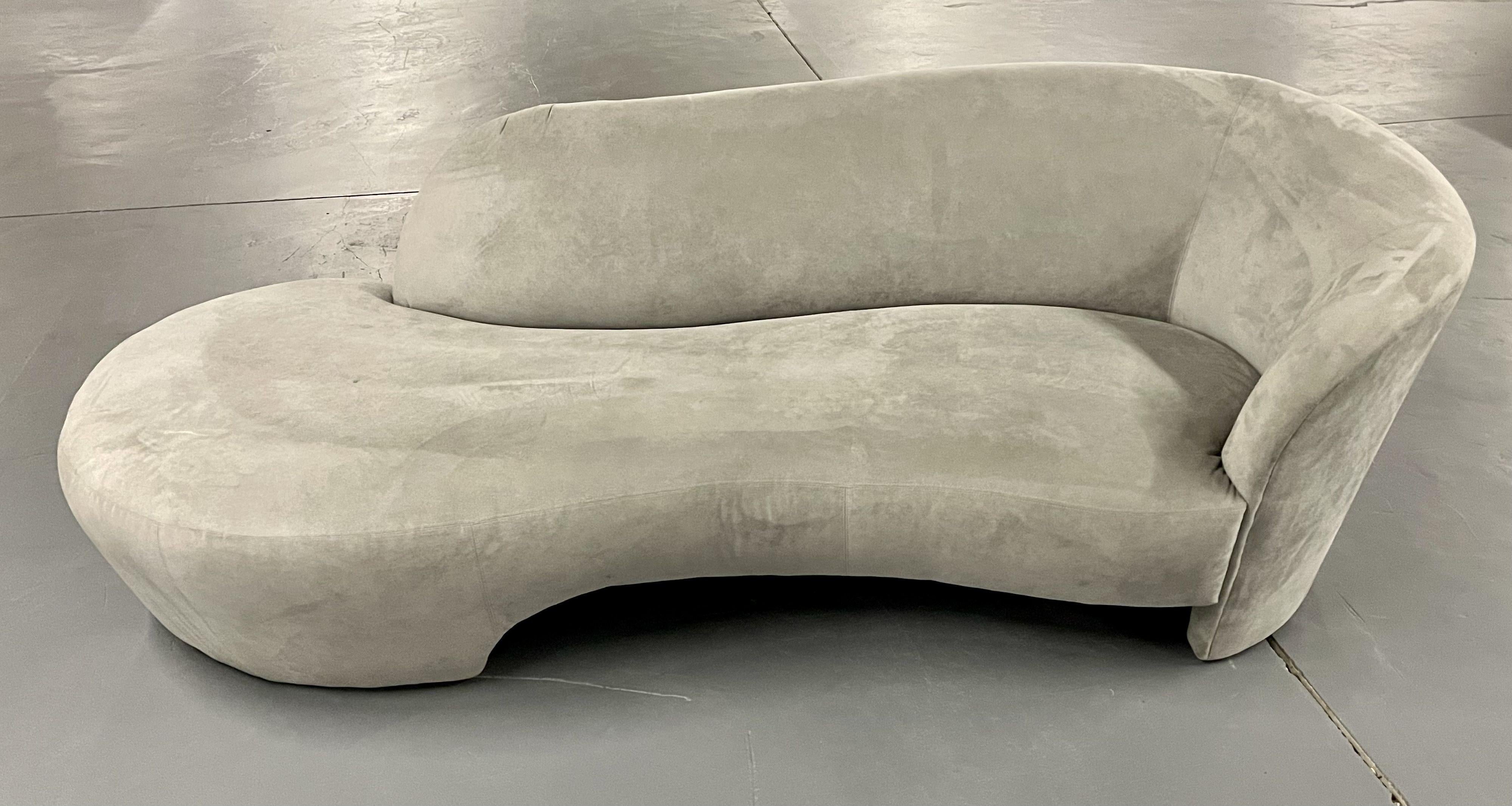 Mid-Century Weiman for Preview Cloud Sofa, Grey Suede, Kidney Shape 2