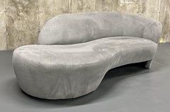 Mid-Century Weiman for Preview Cloud Sofa, Grey Suede, Kidney Shape