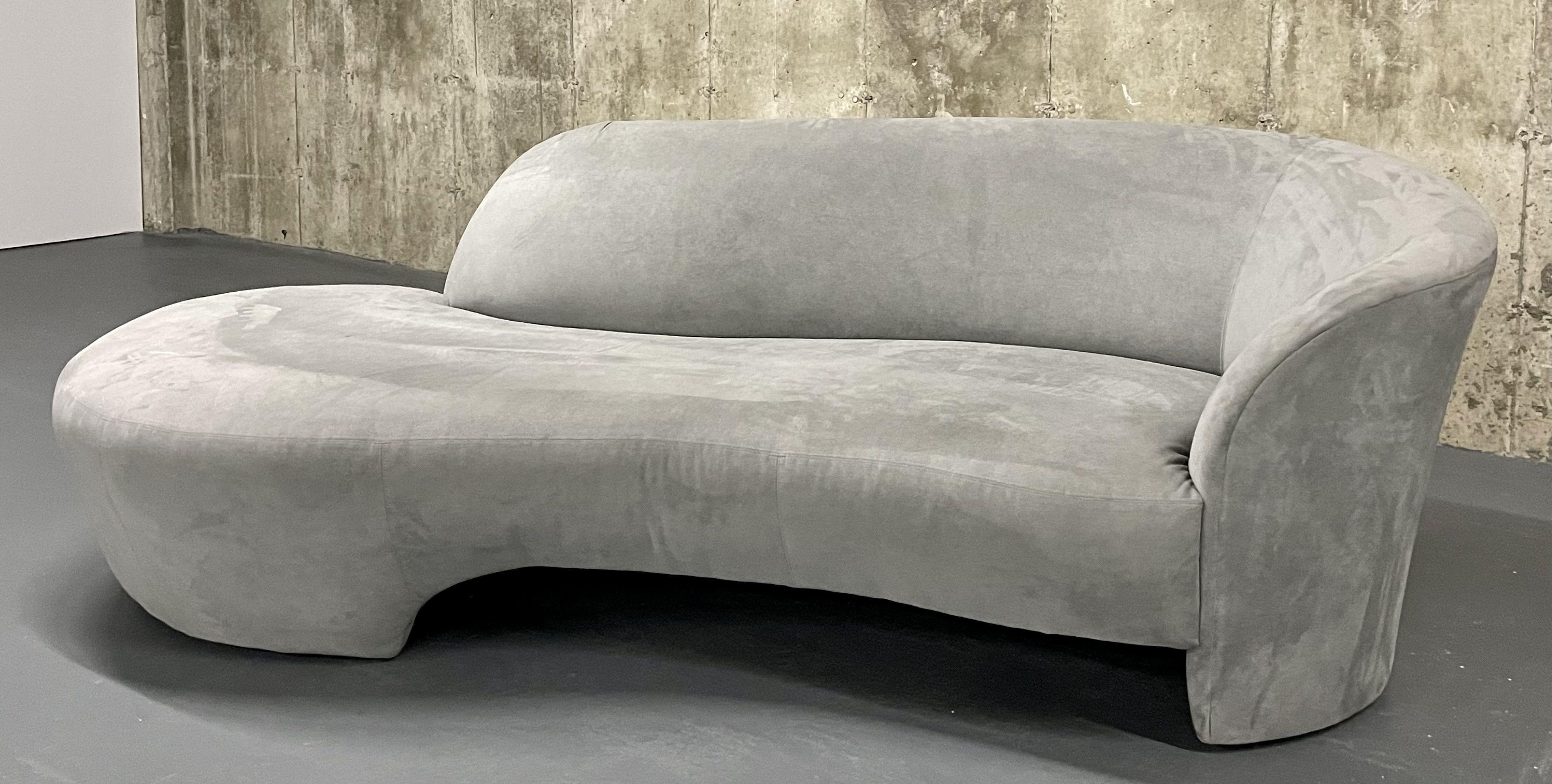 Mid-Century Modern Mid-Century Weiman for Preview Cloud Sofa, Grey Suede, Kidney Shape