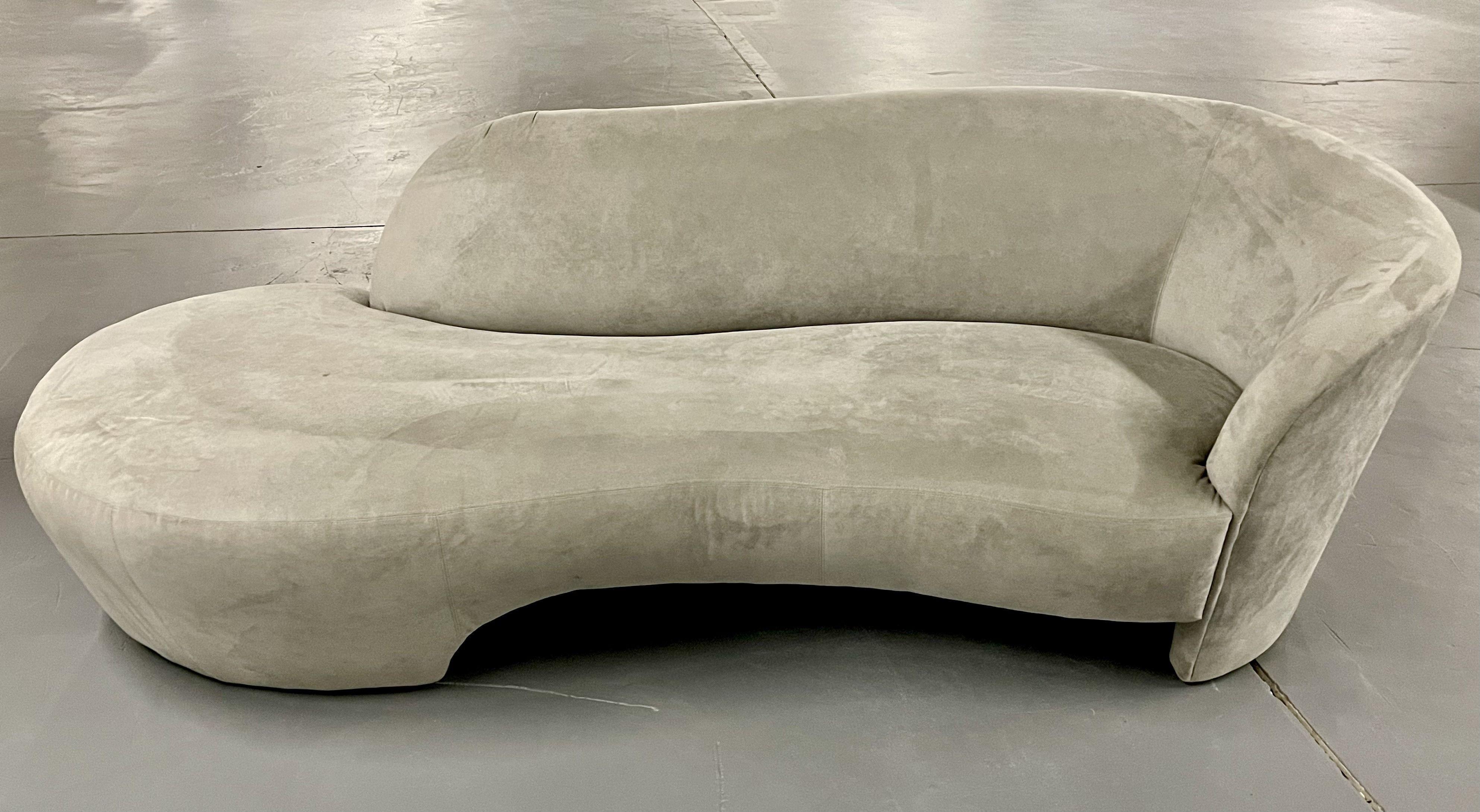 Mid-Century Weiman for Preview Cloud Sofa, Grey Suede, Kidney Shape In Good Condition In Stamford, CT