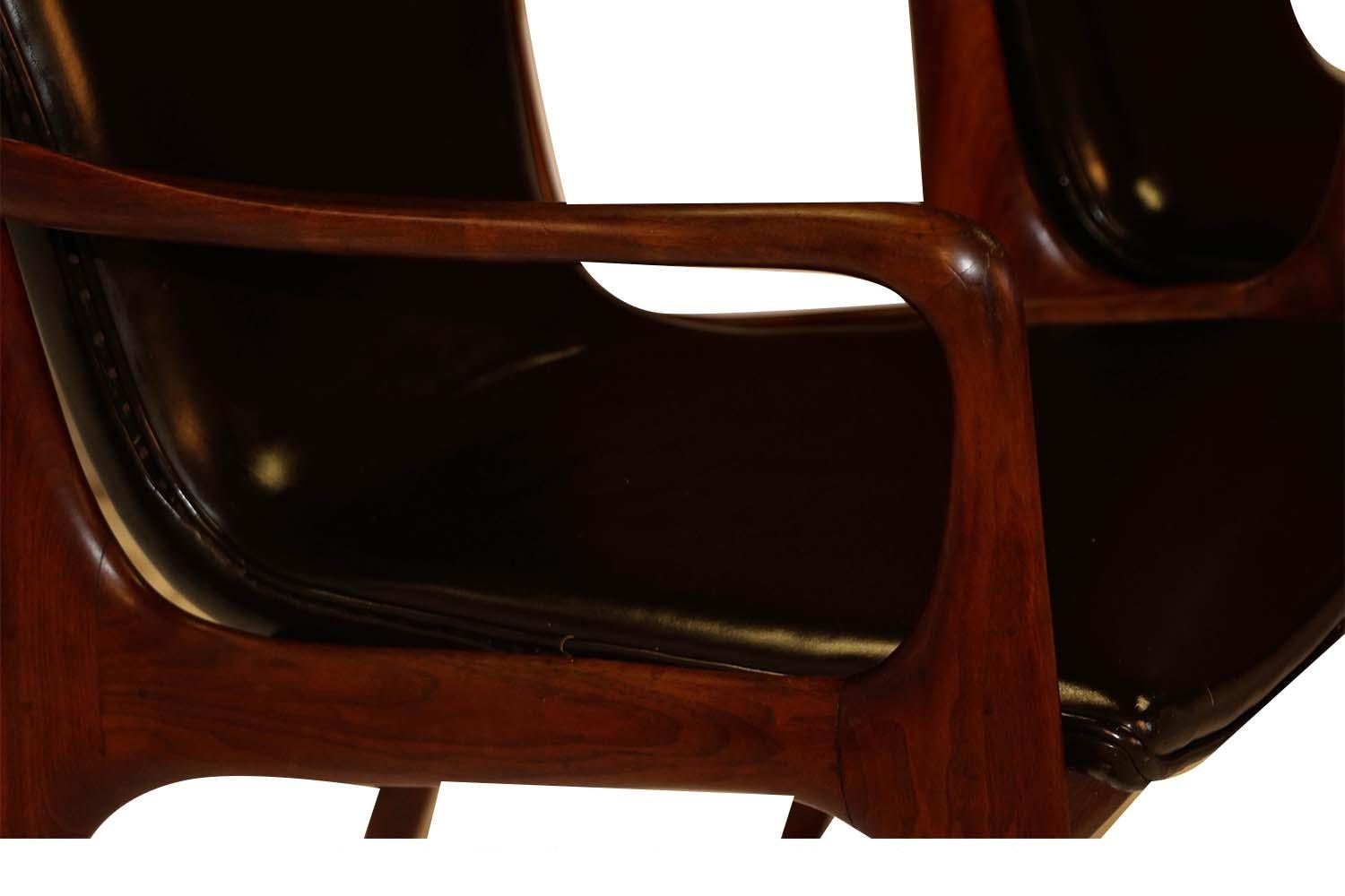 Leather Midcentury Vladimir Kagan Sculpted Sling Dining Chairs Model VK 101 and VK 101A For Sale