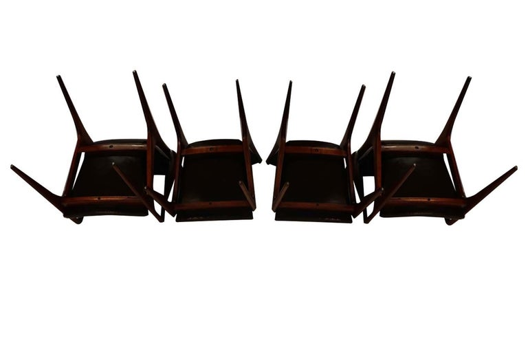 Leather Midcentury Vladimir Kagan Sculpted Sling Dining Chairs Model VK 101 and VK 101A For Sale