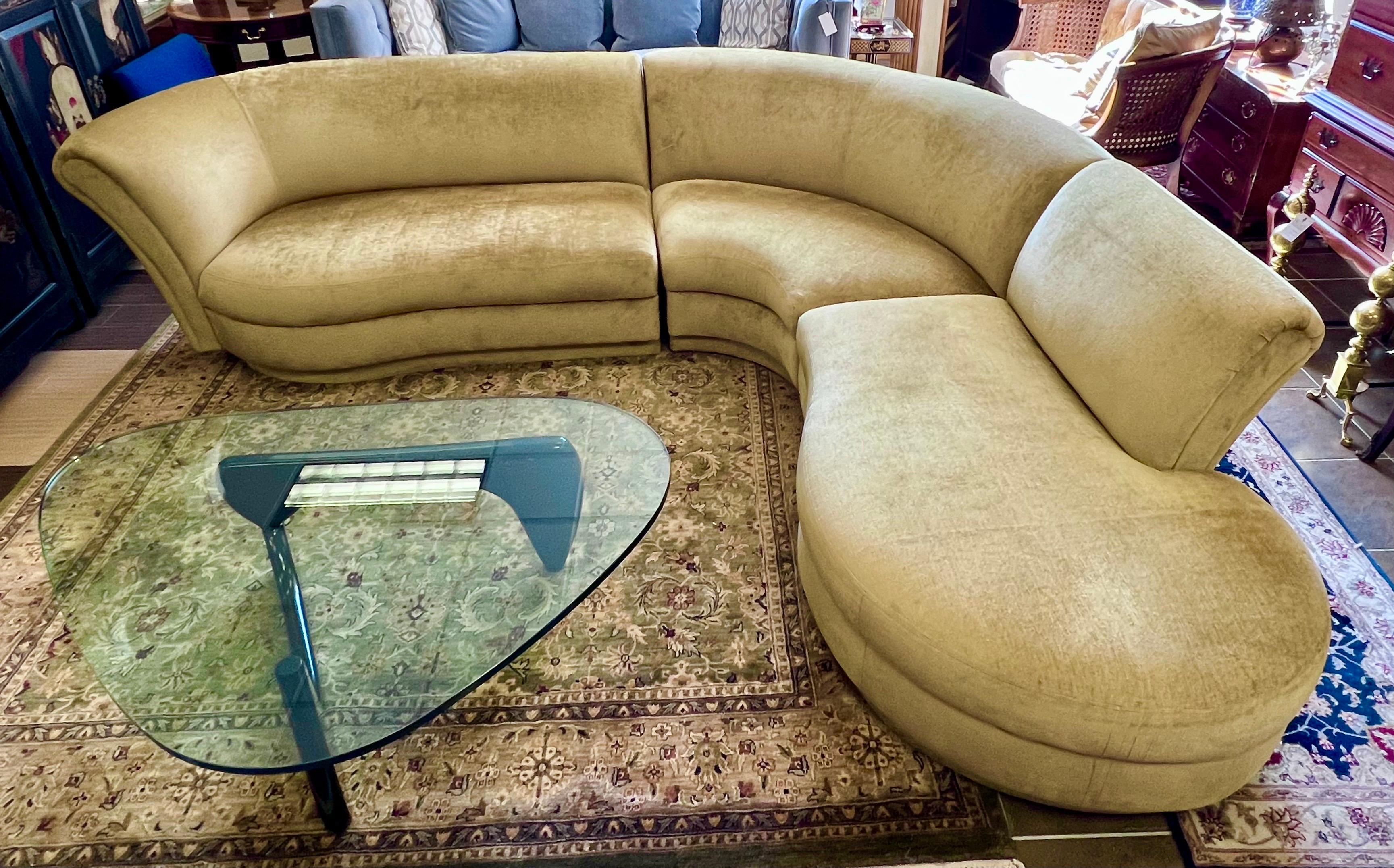 Mid Century Vladimir Kagan Style Curved Serpentine Sectional Sofa 1980s 5