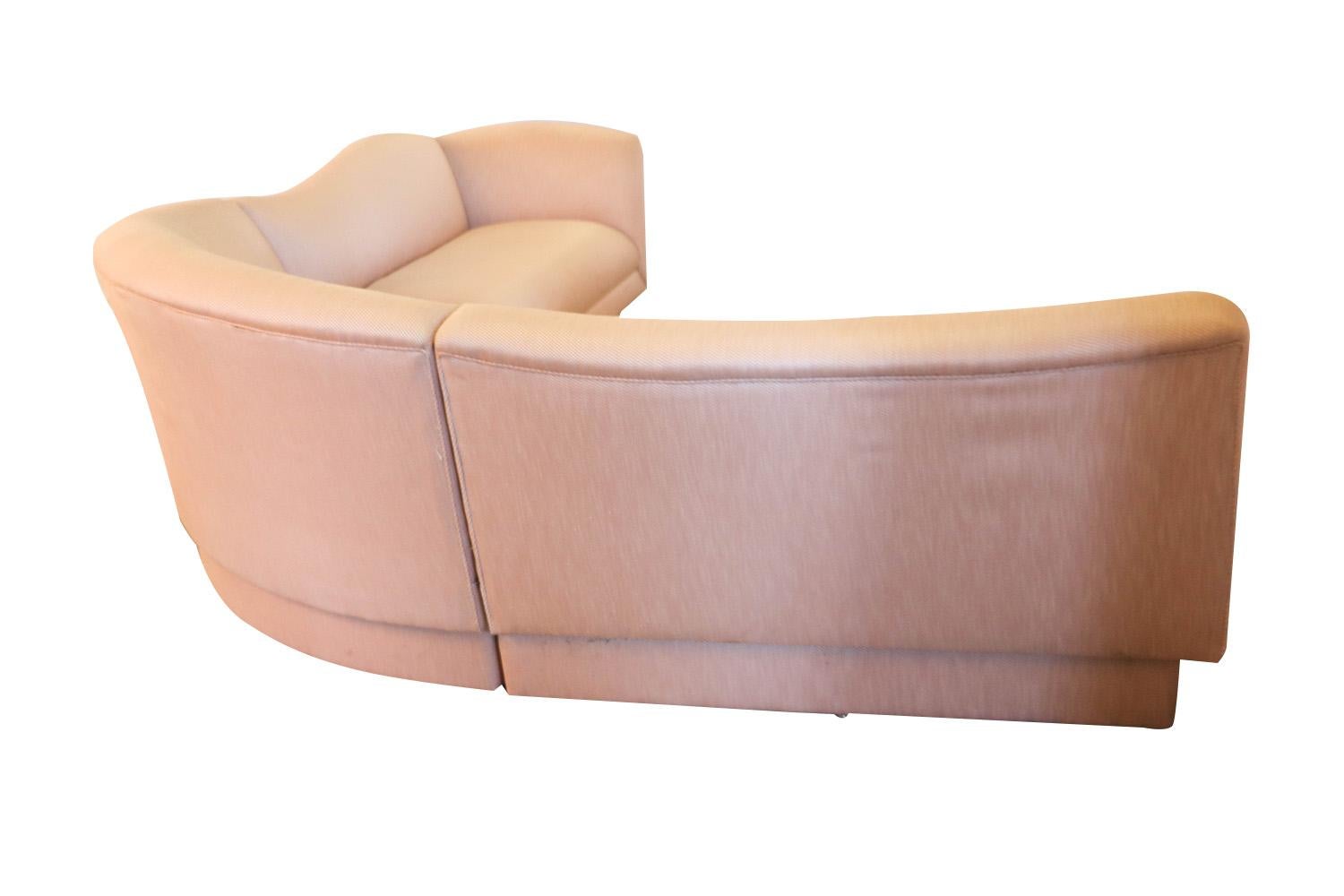 Stunning Mid-Century Modern three-piece sectional sofa perfectly designed in the style of Vladimir Kagan for Directional. An iconic piece of furniture that has remained in a single collection since it was acquired by the prior owner, and the