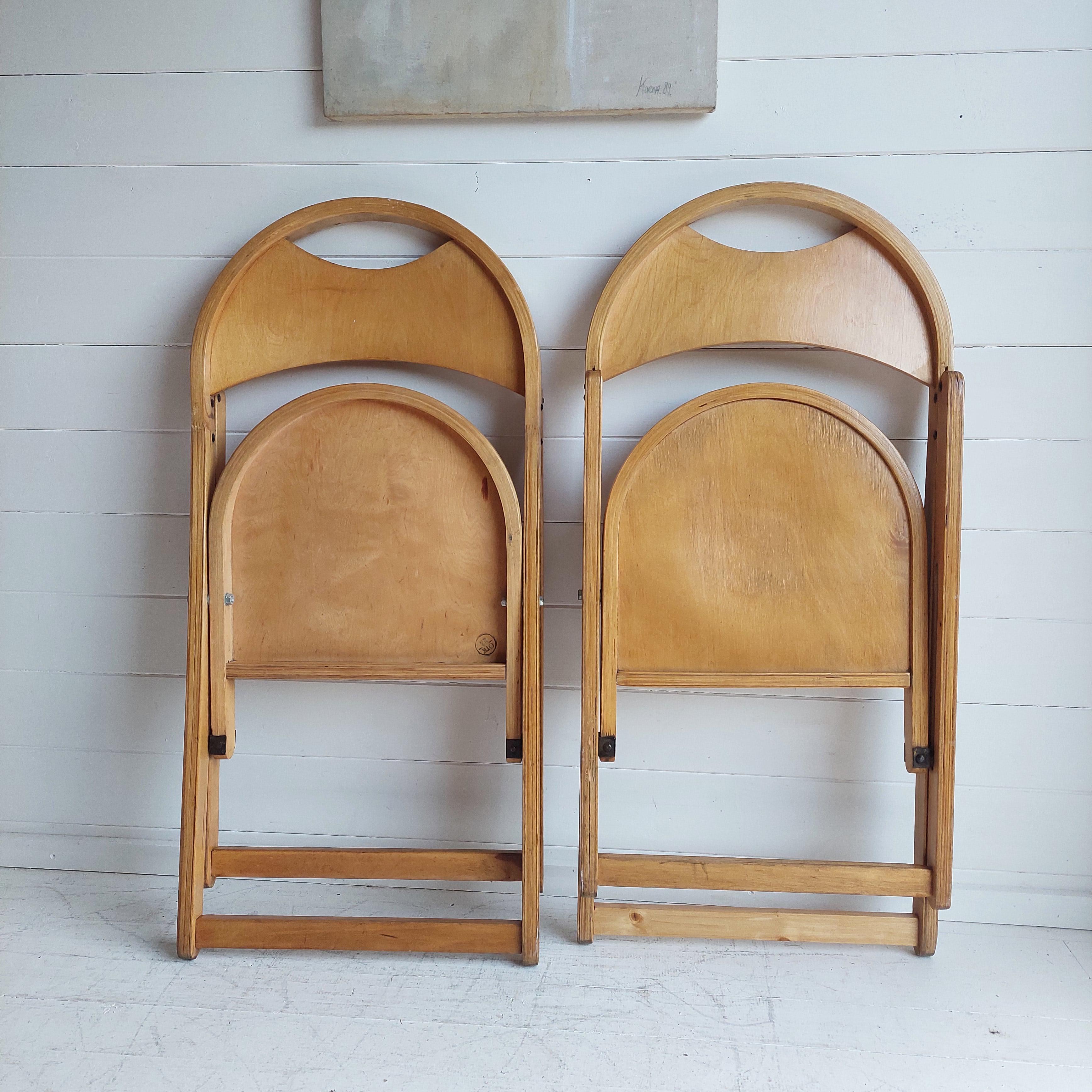 20th Century Mid Century Vntg 1950s Thonet French Folding Chair for Otk Set of 2