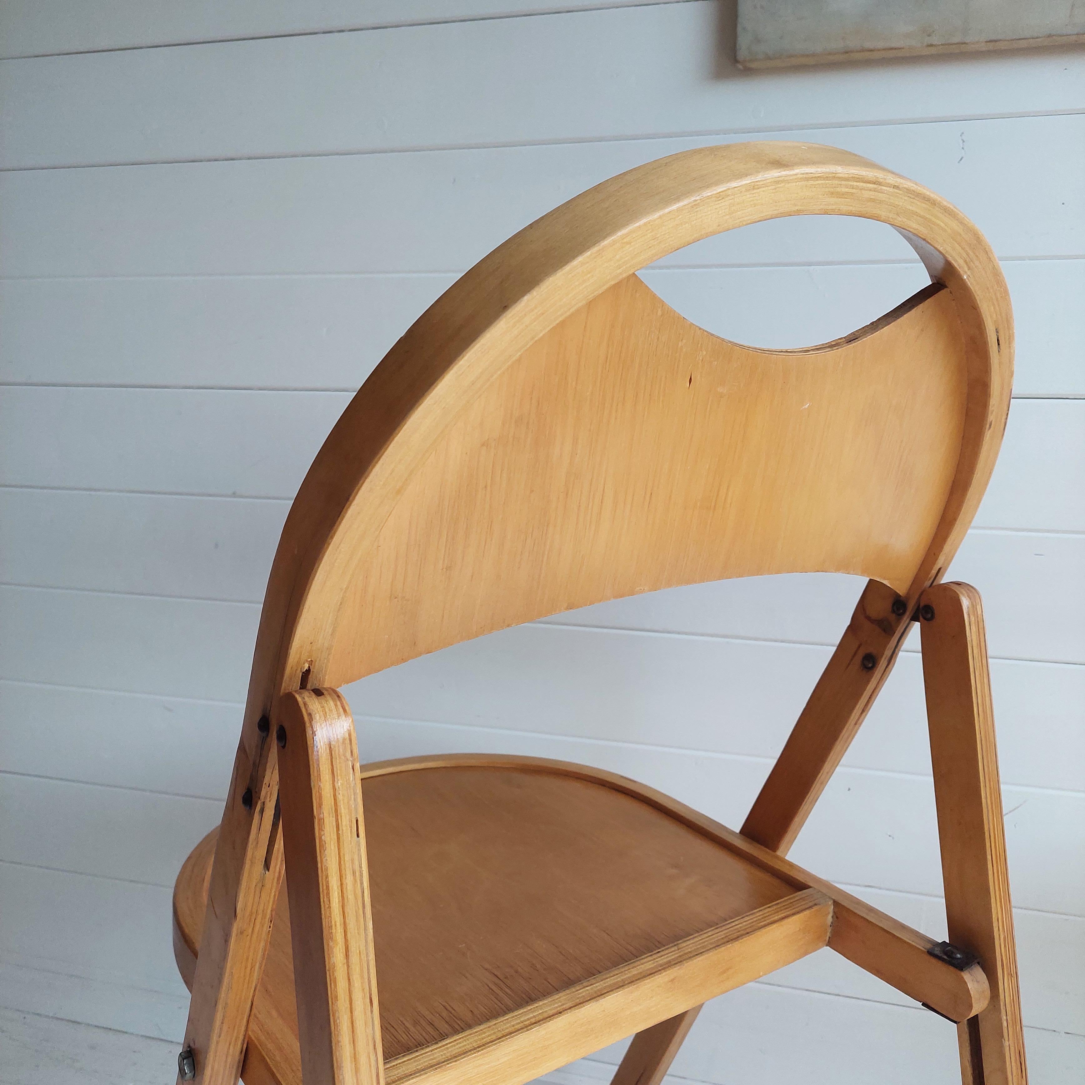 Beech Mid Century Vntg 1950s Thonet French Folding Chair for Otk Set of 2
