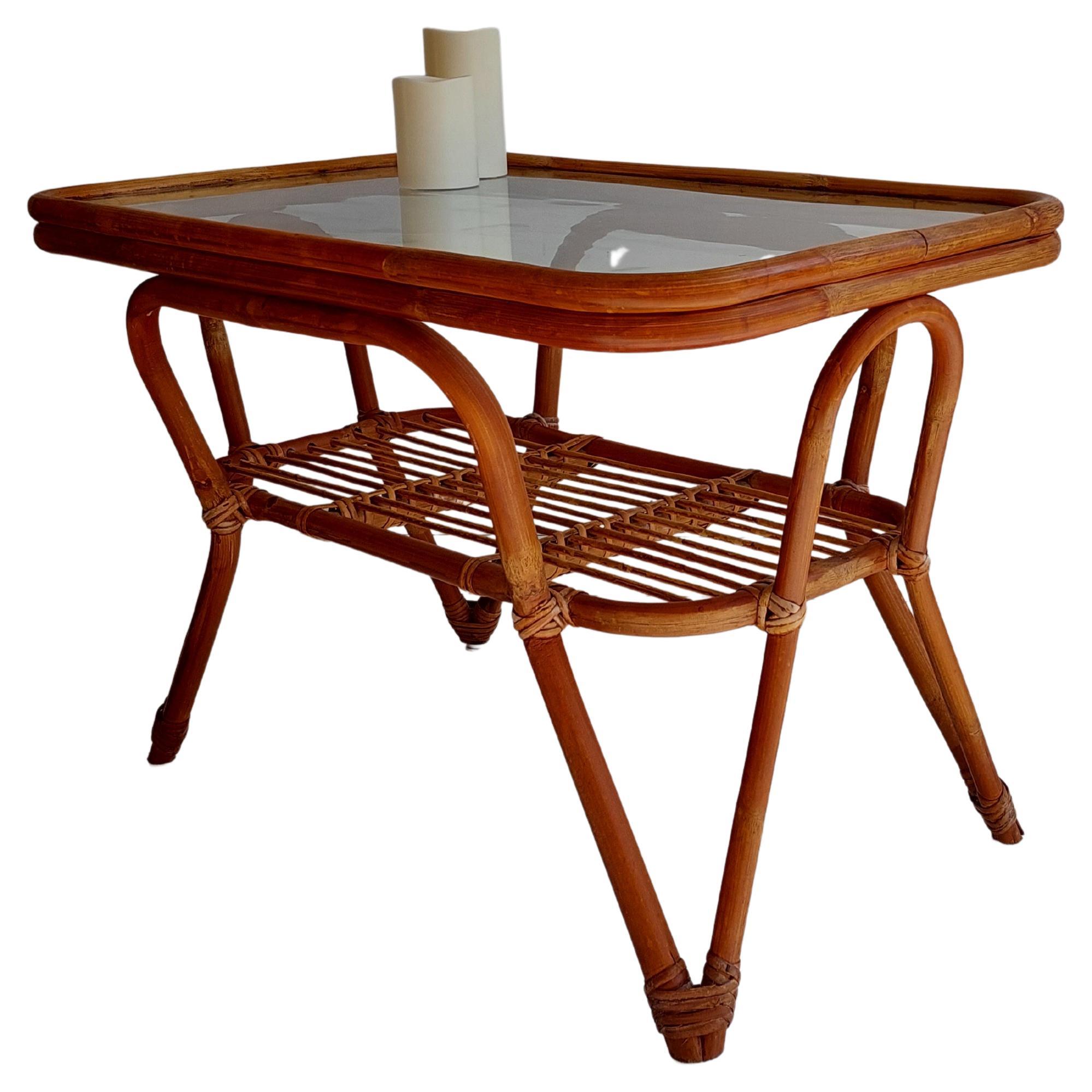 Rohe Noorwolde Wicker Coffee Table Holland 1950s For Sale at 1stDibs