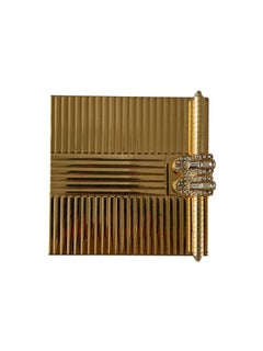Mid-Century Volupté American Art Deco Style Rhinestone Gold-Tone Compact