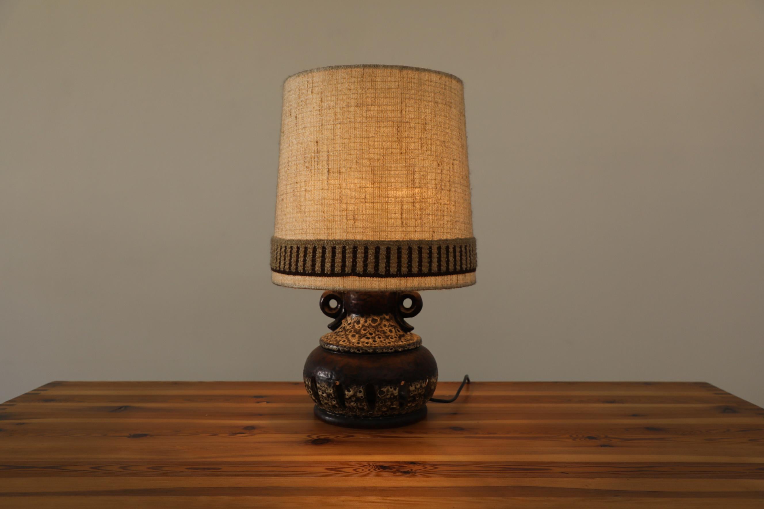 Late 20th Century Midcentury W. German Ceramic Table Lamp with Cut-Outs