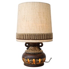 Mid-Century W. German Ceramic Table Lamp with Cut-Outs