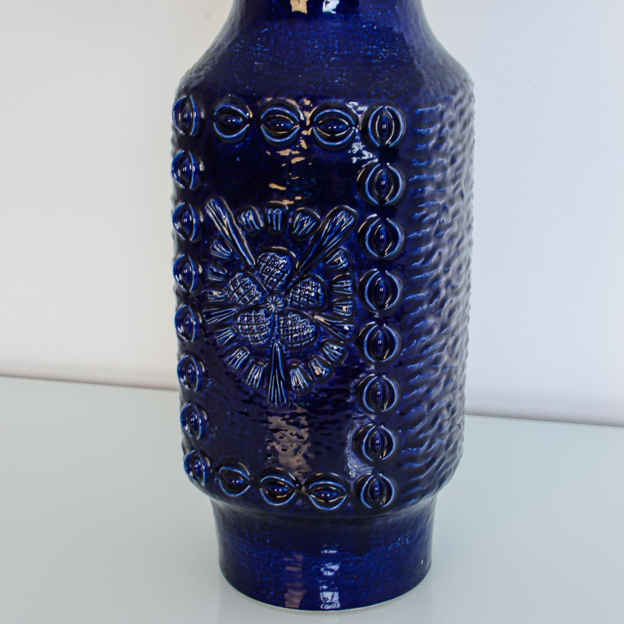 Mid-Century Modern Midcentury W. Germany Blue Ceramic Vase Table Lamp