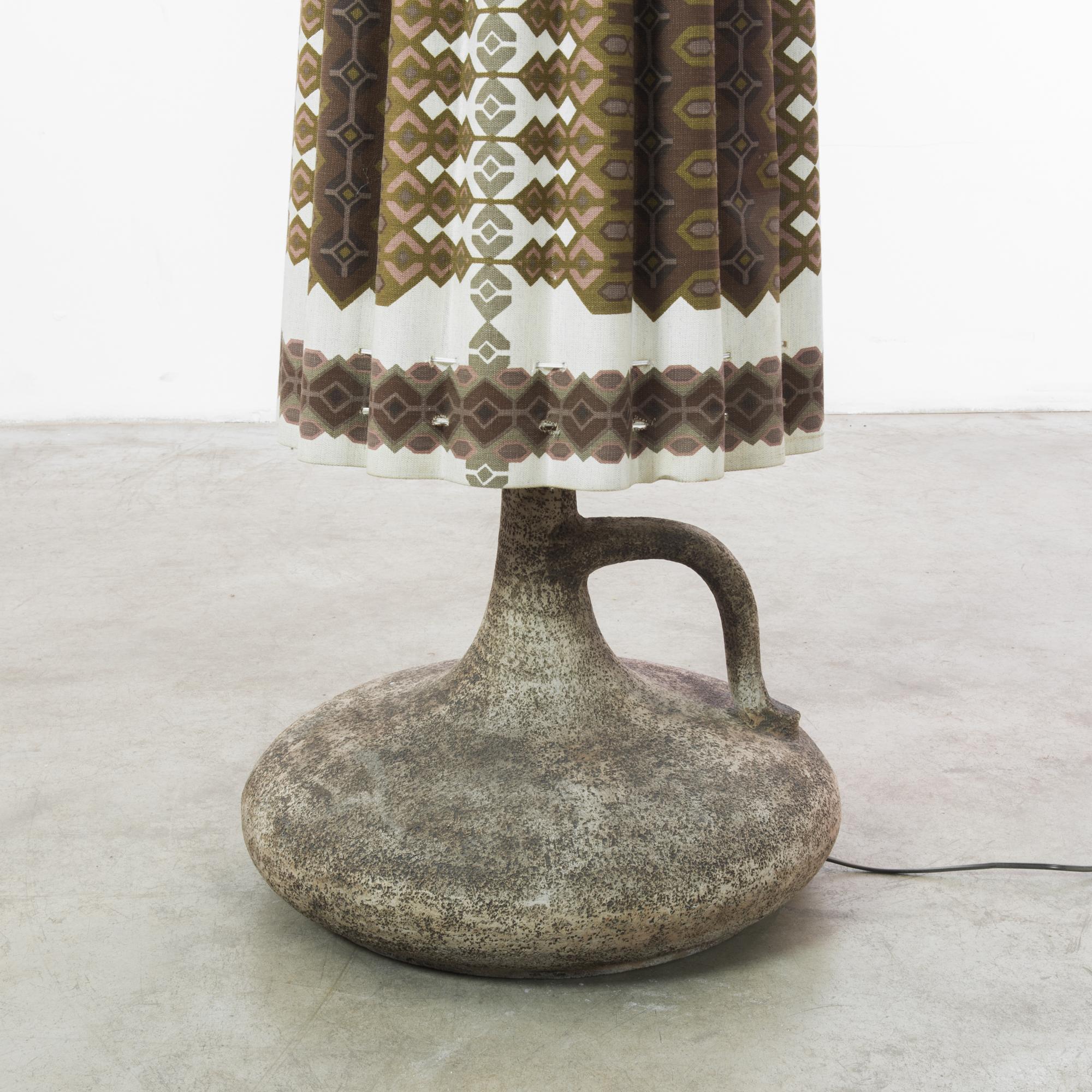 Mid-Century Modern Mid-Century W. Germany Ceramic Vase Patterned Shade Floor Lamp