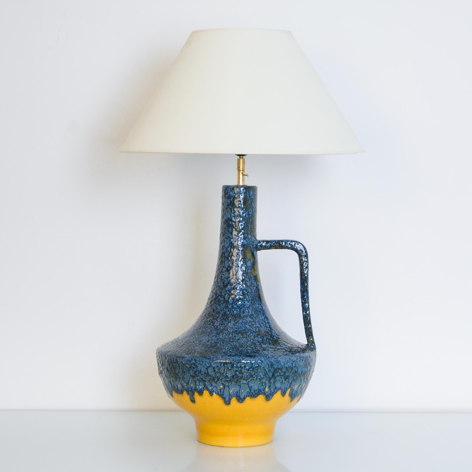 Glazed Midcentury W. Germany Ceramic Vase Table Lamp