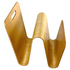 Mid-Century "W" Molded Plywood Magazine Rack in the Style of Alvar Aalto