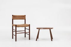 Mid-century Wabi Sabi stool or side table in oak, France ca. 1850