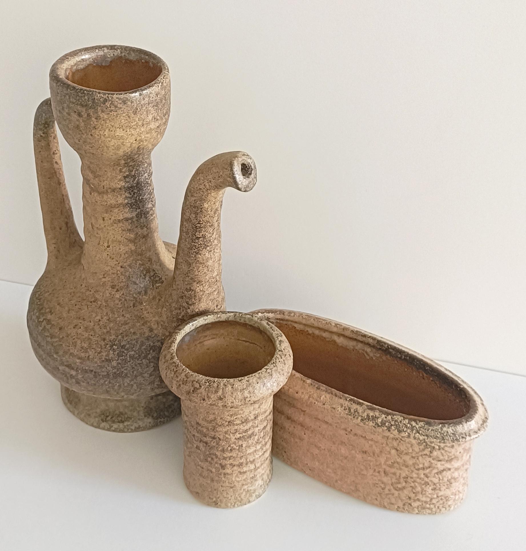 Mid Century Wabi-Sabi Stil Hand Made Keramik Set von Marius Van Woerden, 1960er Jahre im Angebot 2