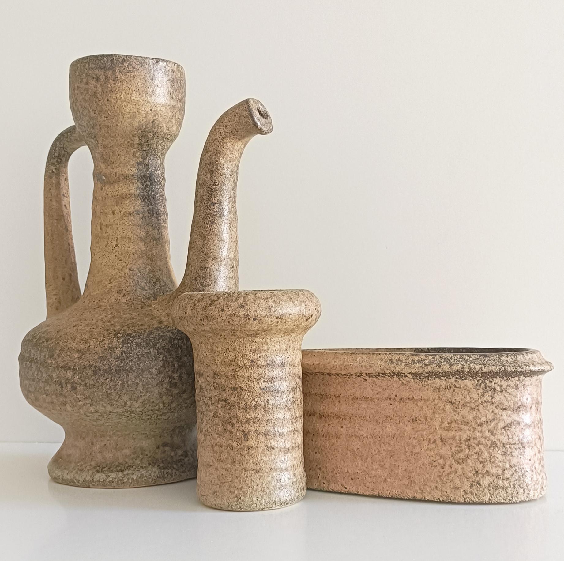 Mid Century Wabi-Sabi Stil Hand Made Keramik Set von Marius Van Woerden, 1960er Jahre im Angebot 4