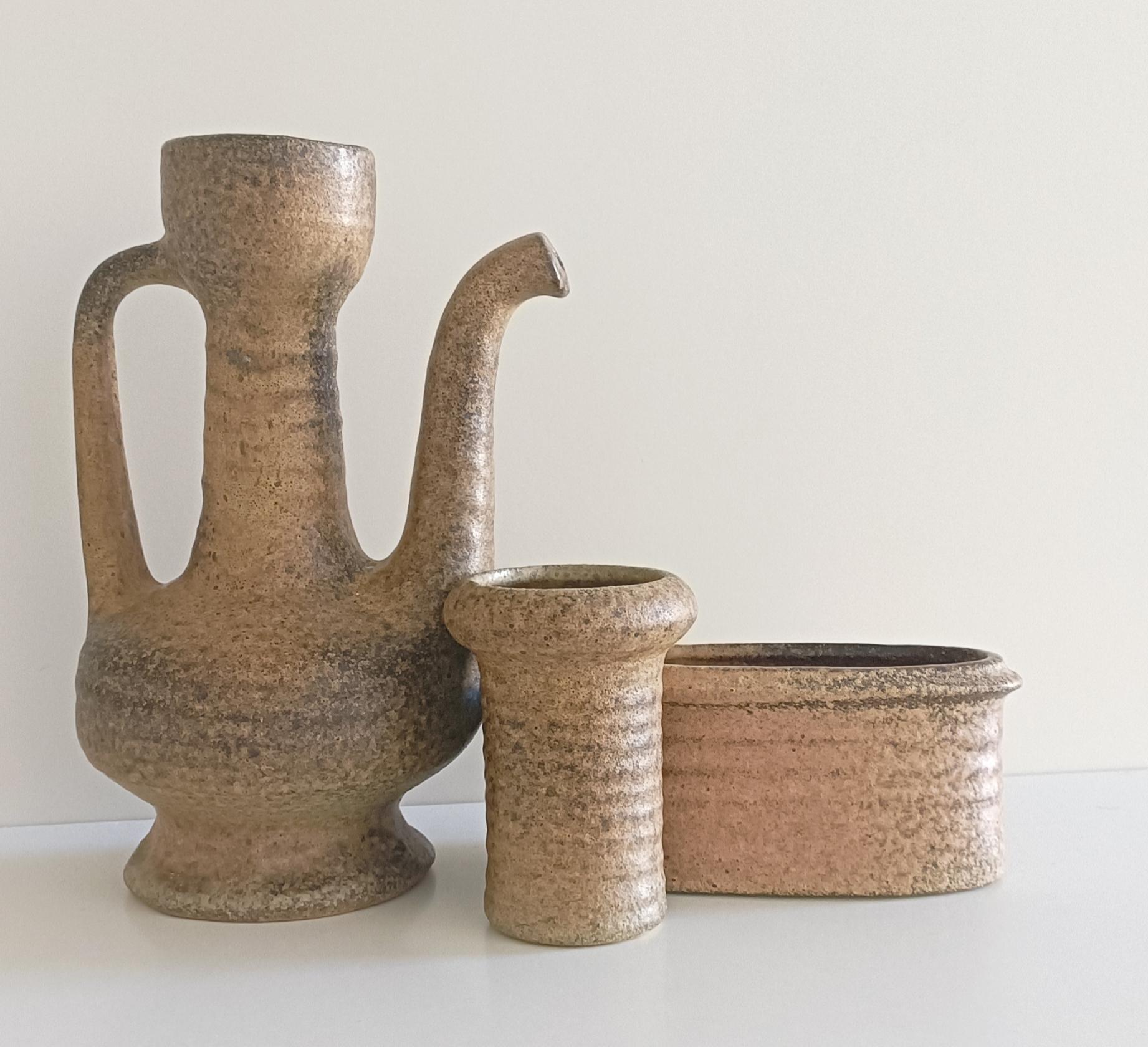 Mid Century Wabi-Sabi Stil Hand Made Keramik Set von Marius Van Woerden, 1960er Jahre im Angebot 6