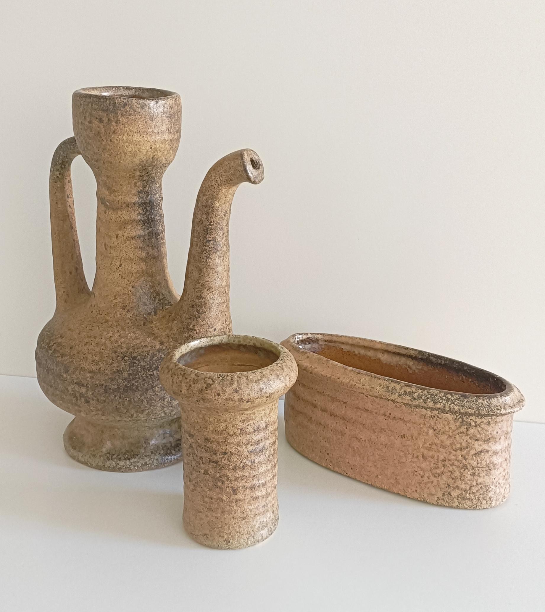 Mid Century Wabi-Sabi Stil Hand Made Keramik Set von Marius Van Woerden, 1960er Jahre im Angebot 7