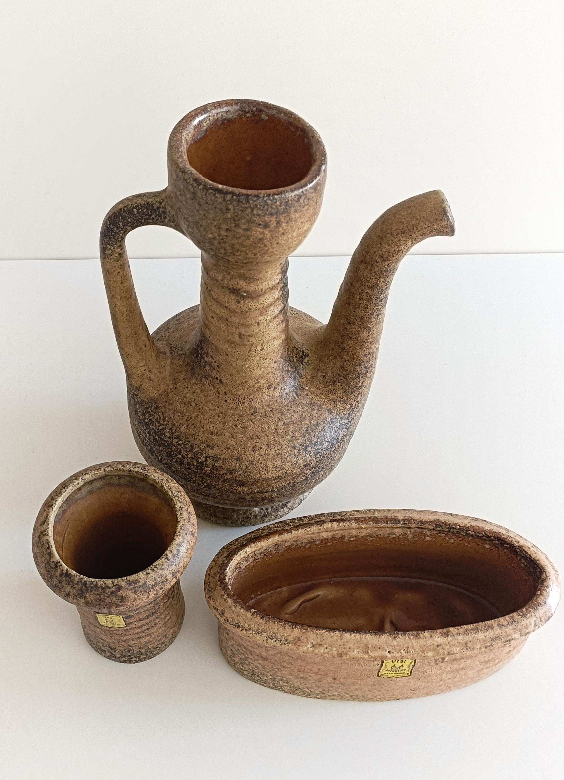 Mid Century Wabi-Sabi Stil Hand Made Keramik Set von Marius Van Woerden, 1960er Jahre im Angebot 8