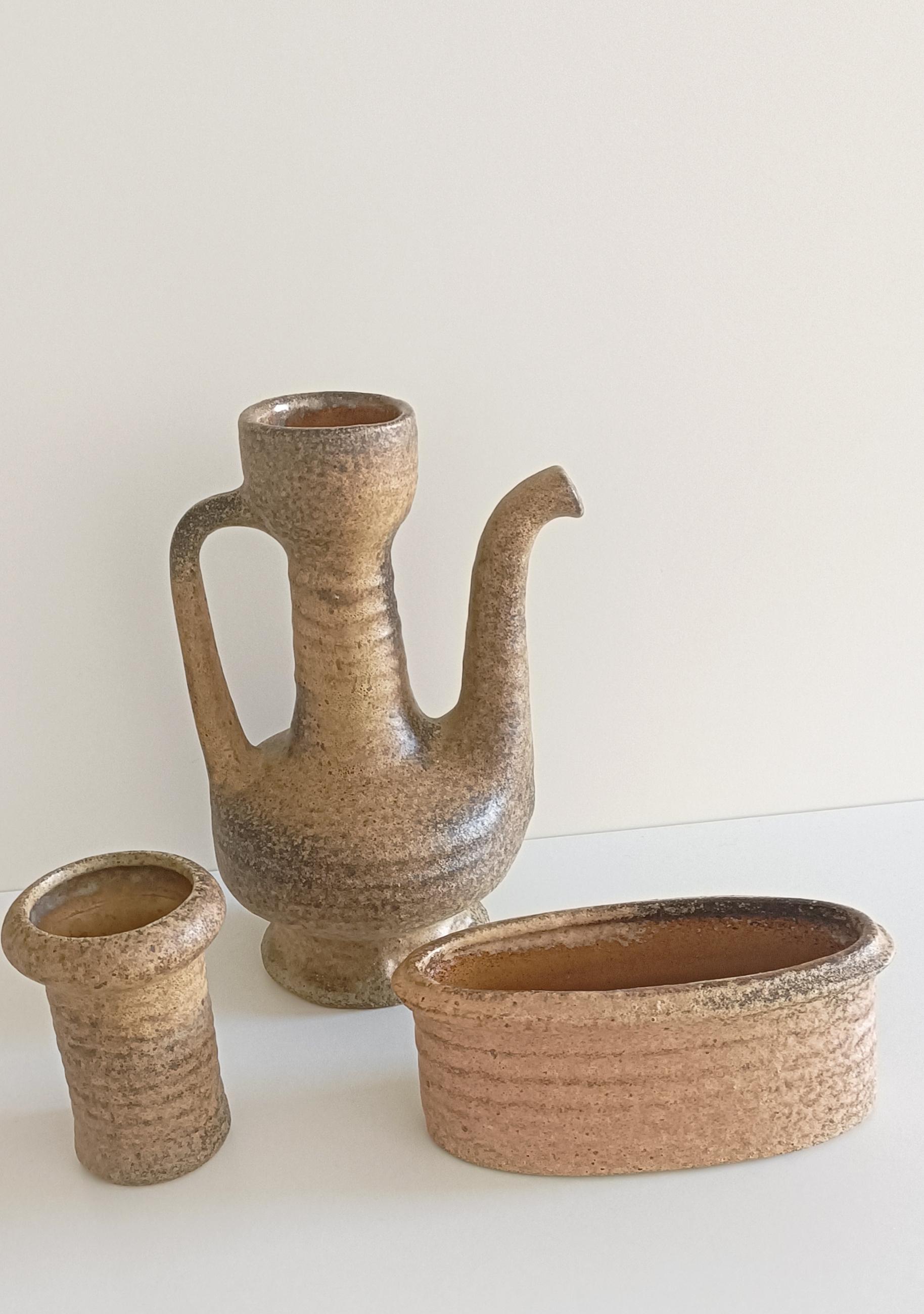 Mid Century Wabi-Sabi Stil Hand Made Keramik Set von Marius Van Woerden, 1960er Jahre im Angebot 9