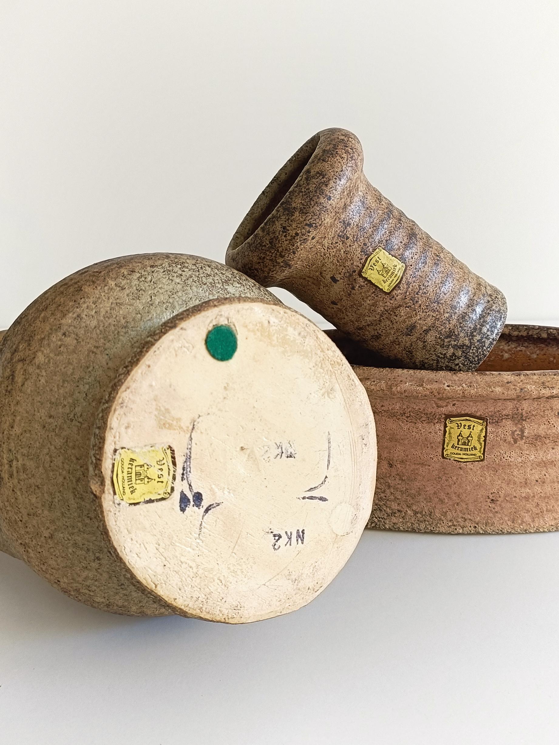 Mid Century Wabi-Sabi Stil Hand Made Keramik Set von Marius Van Woerden, 1960er Jahre im Angebot 10