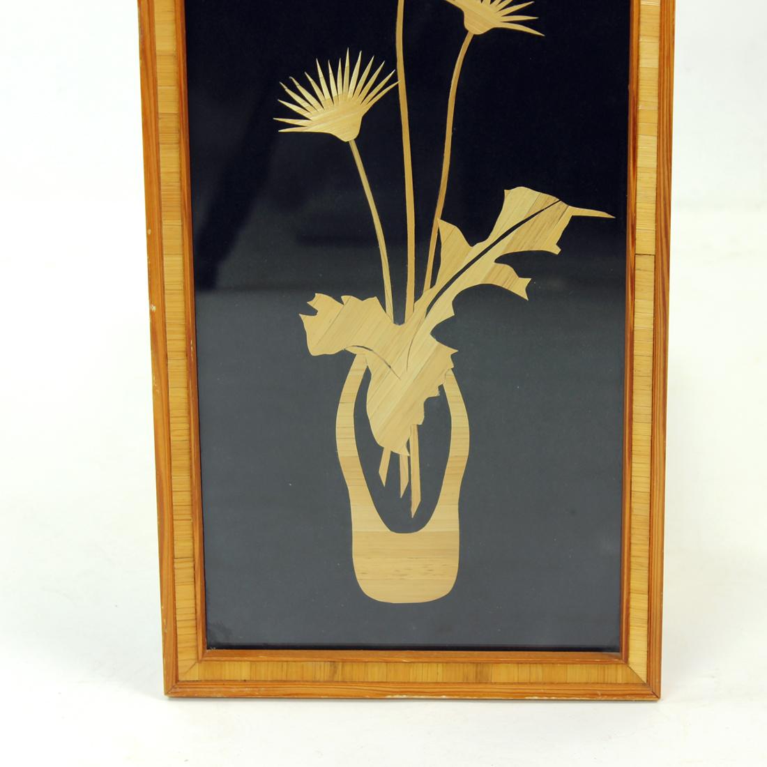 Midcentury Wall Art Piece in Straw, Czechoslovakia, 1960s In Good Condition For Sale In Zohor, SK