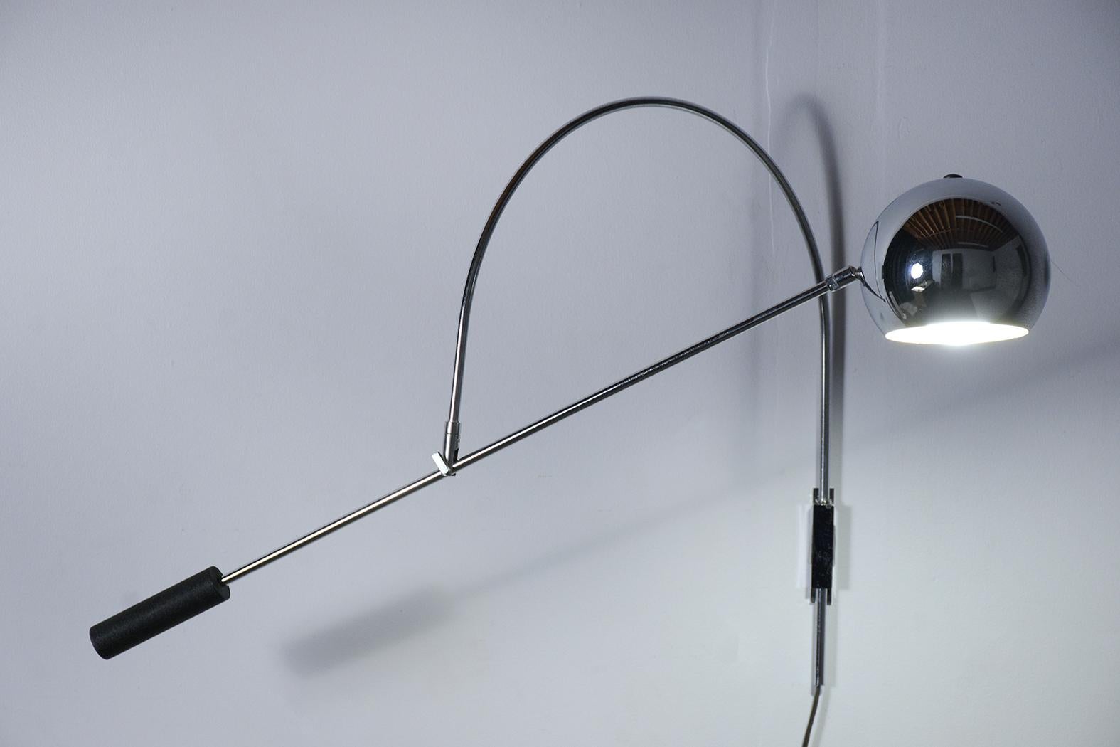 Mid-Century Modern Mid-Century Chrome Bulb Wall Lamp