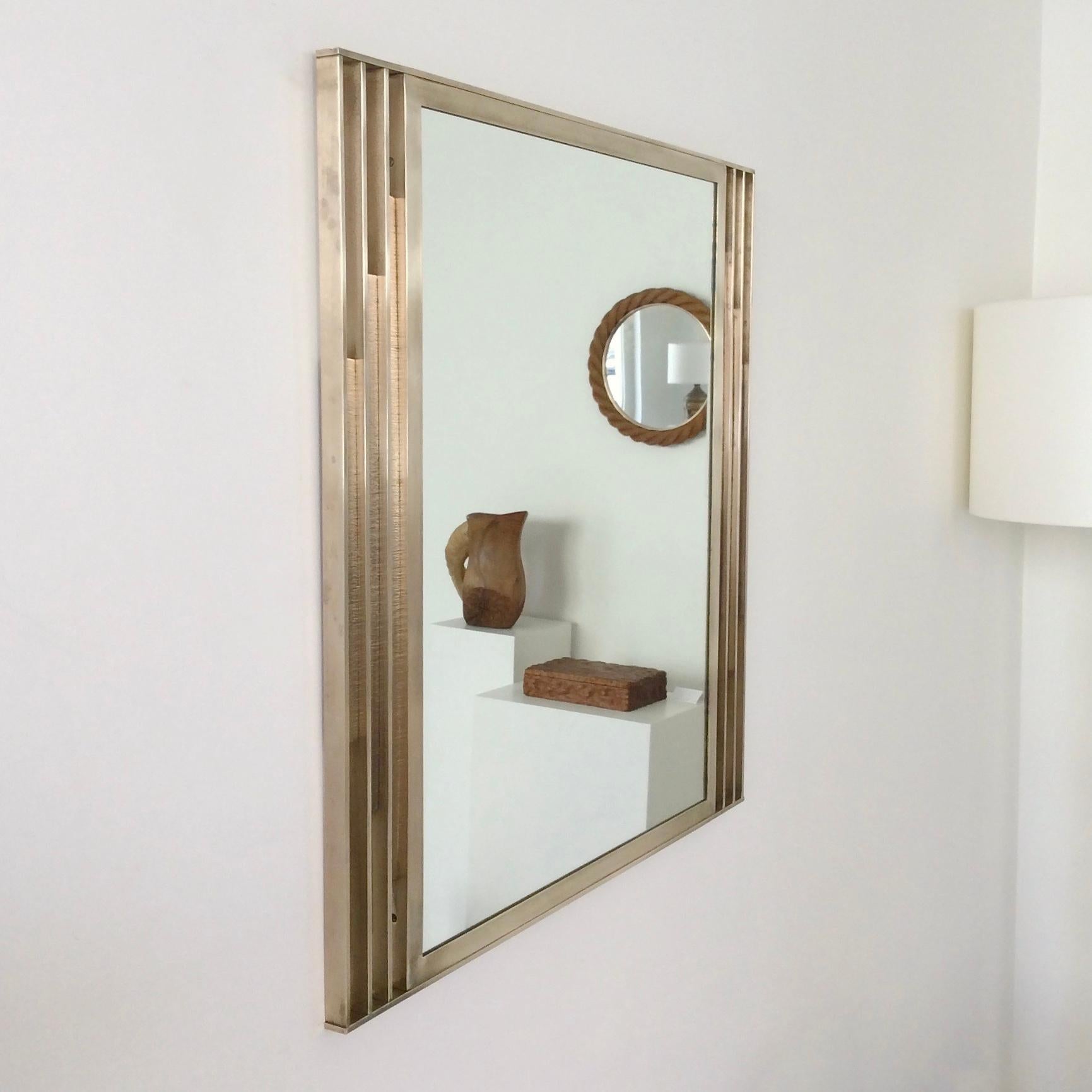 Mid-Century Wall Brass Mirror, circa 1970, Italy In Good Condition In Brussels, BE