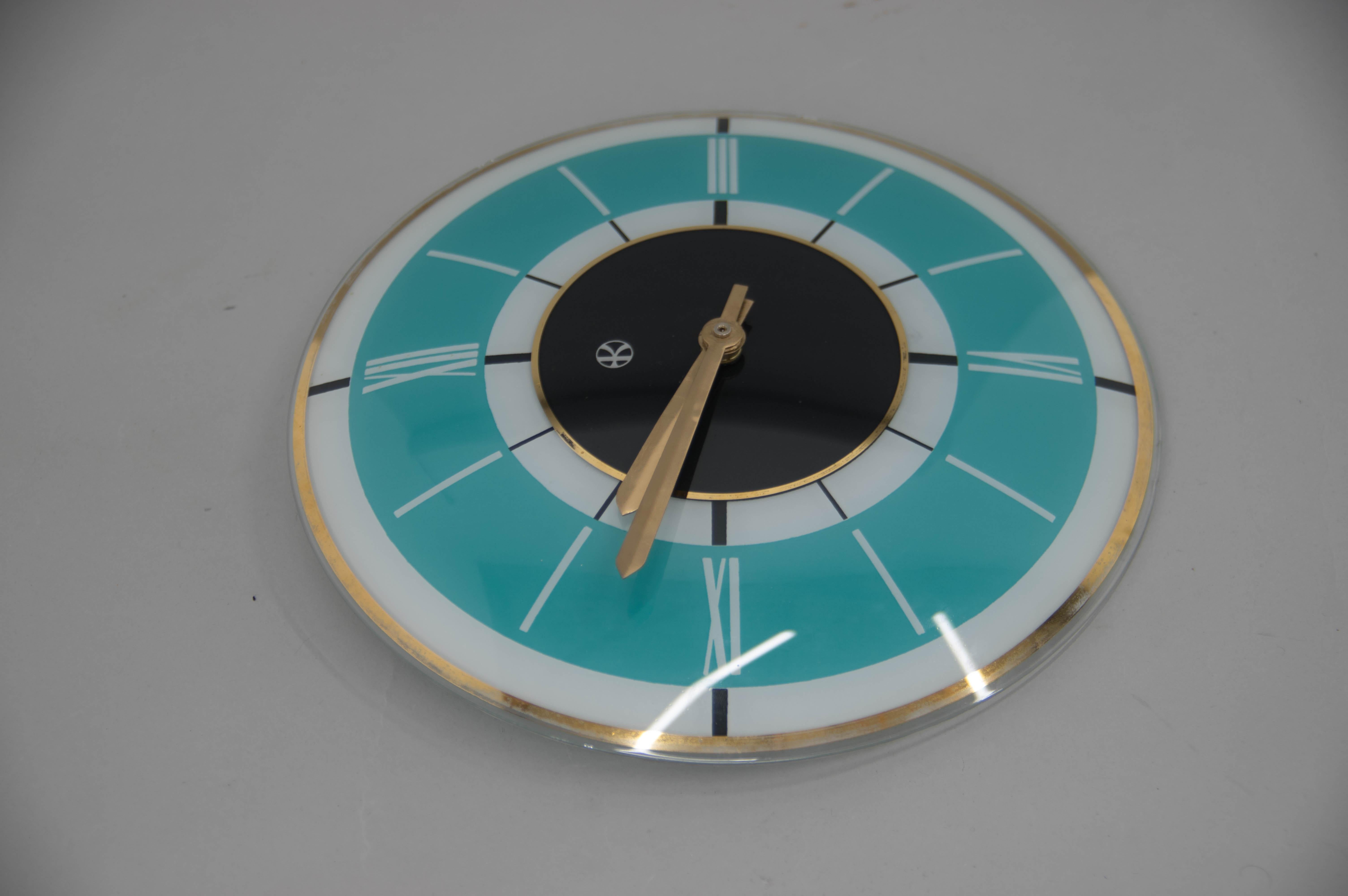 Mid-Century Modern Mid-Century Wall Clock by Klenoty, Czechoslovakia, 1960s For Sale