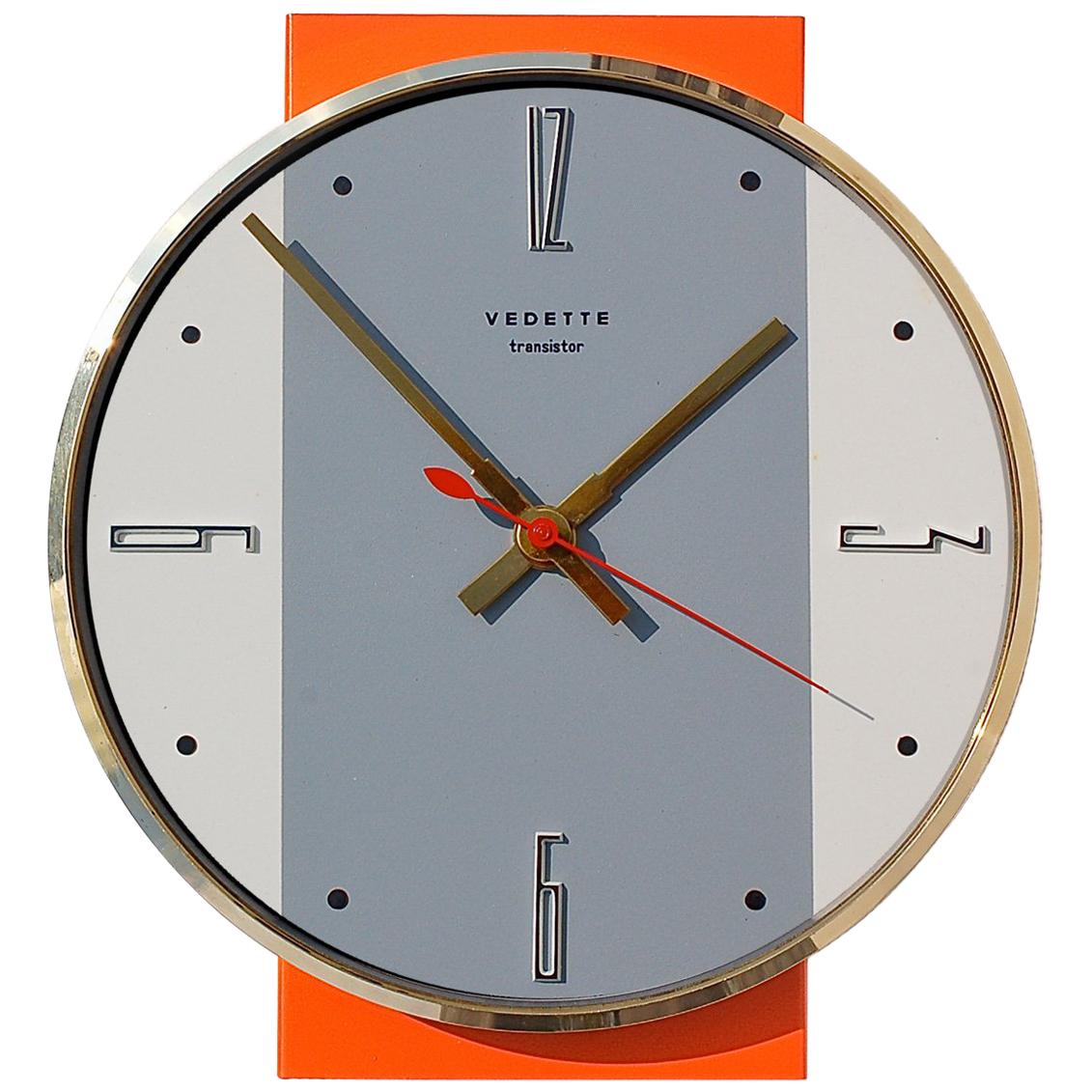 Midcentury Wall Clock by Vedette, France, 1960s