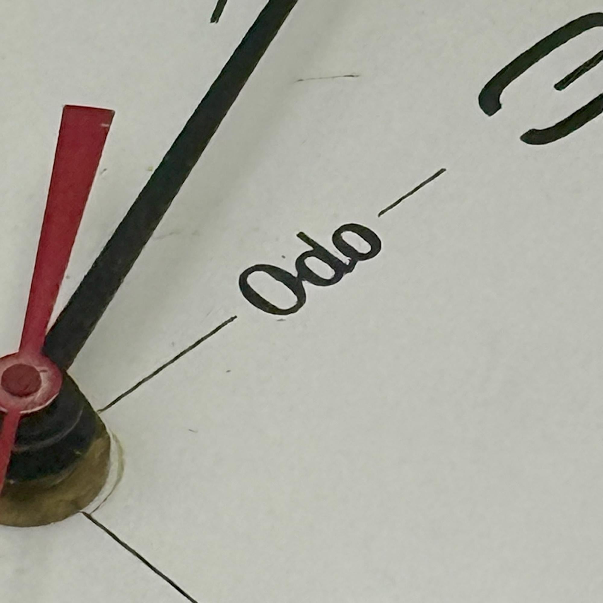 Mid-Century moderno Mid Century Wall Clock in Black Formica and Brass by ODO France, 1950s 60s in vendita