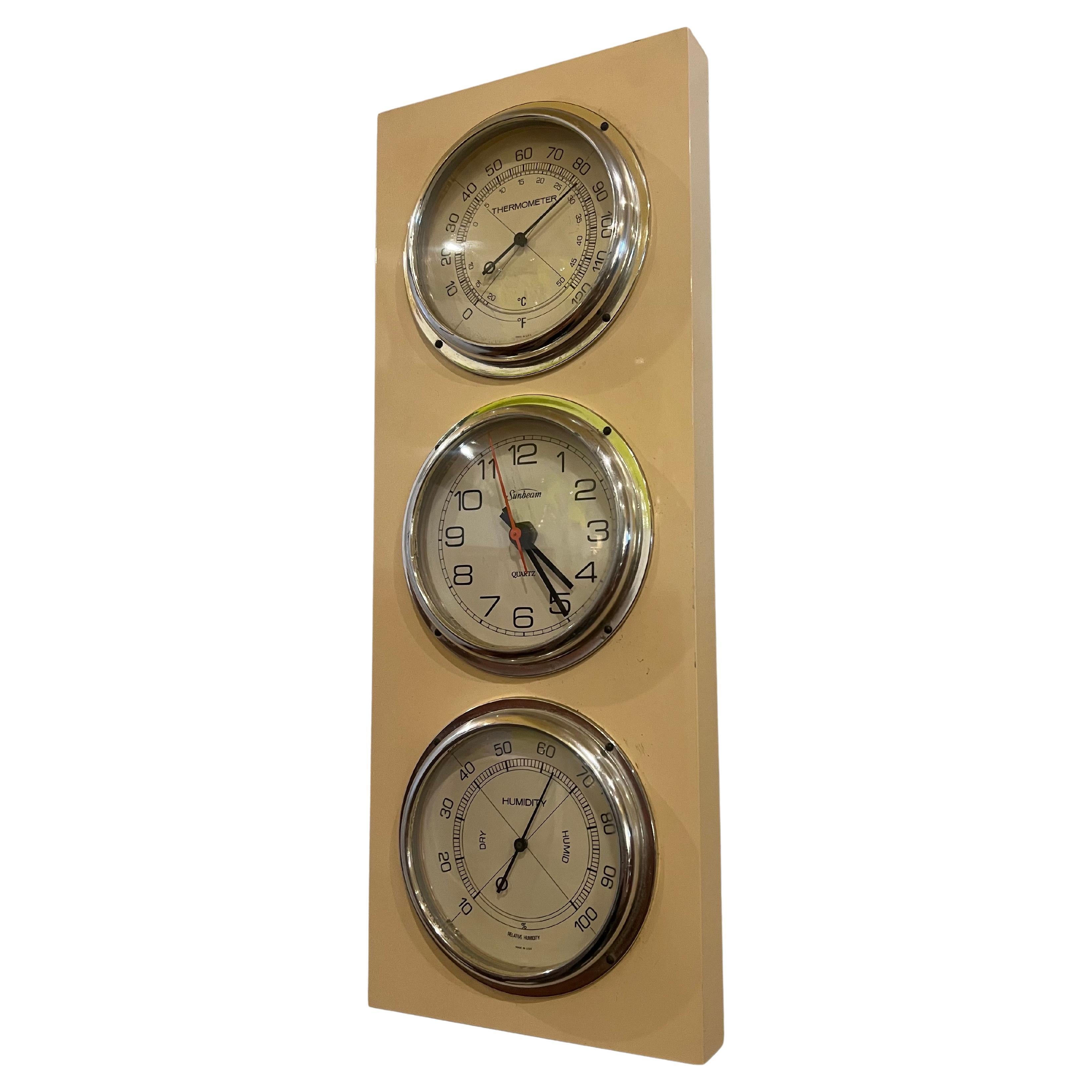 Mid-Century Modern Mid Century Wall Clock Weather Station by Sumbeam Atomic Space Age