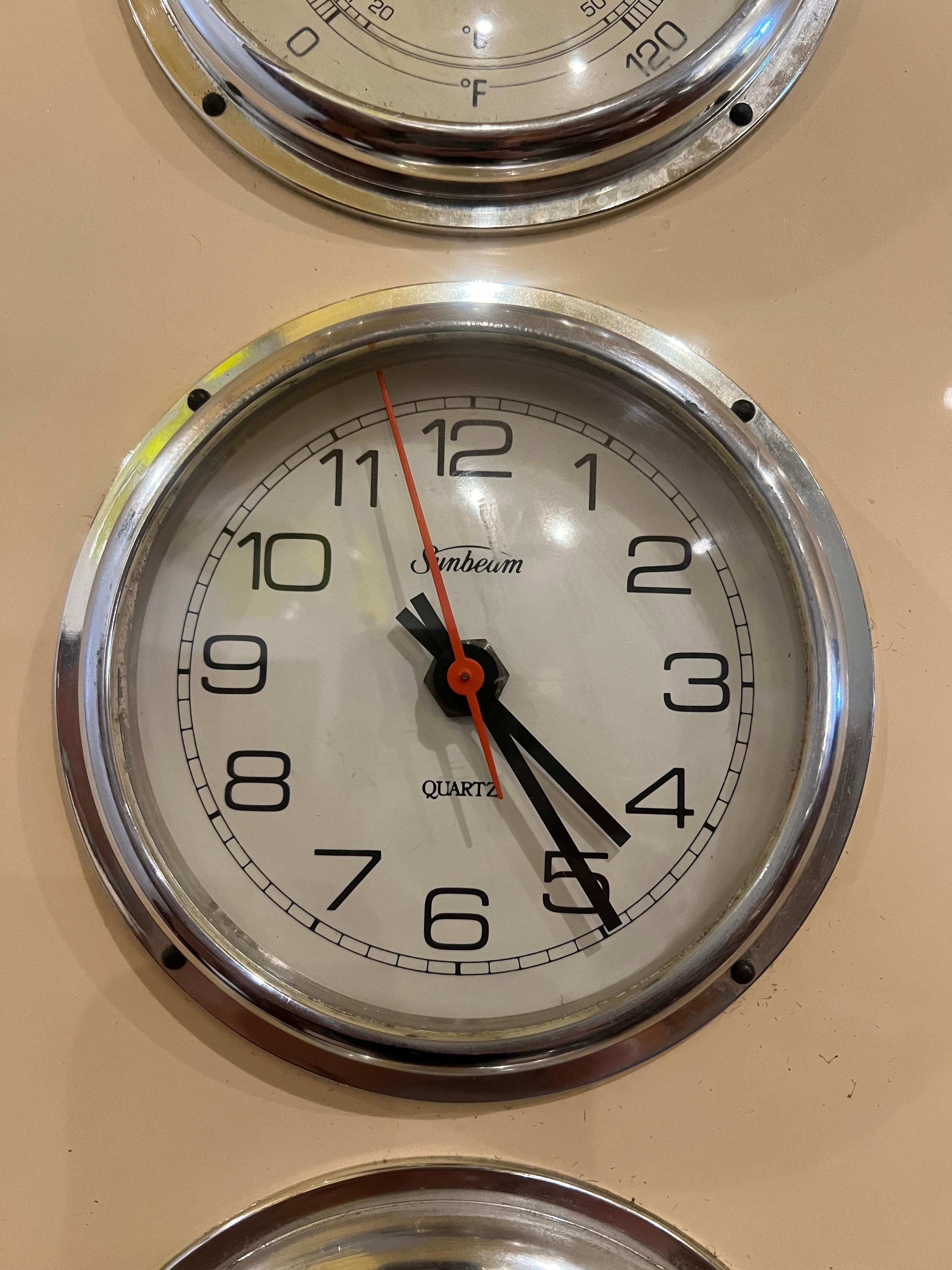 American Mid Century Wall Clock Weather Station by Sumbeam Atomic Space Age