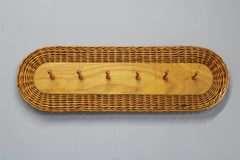Mid Century Wall Coat Rack with Wicker Frame, ULUV, 1970s